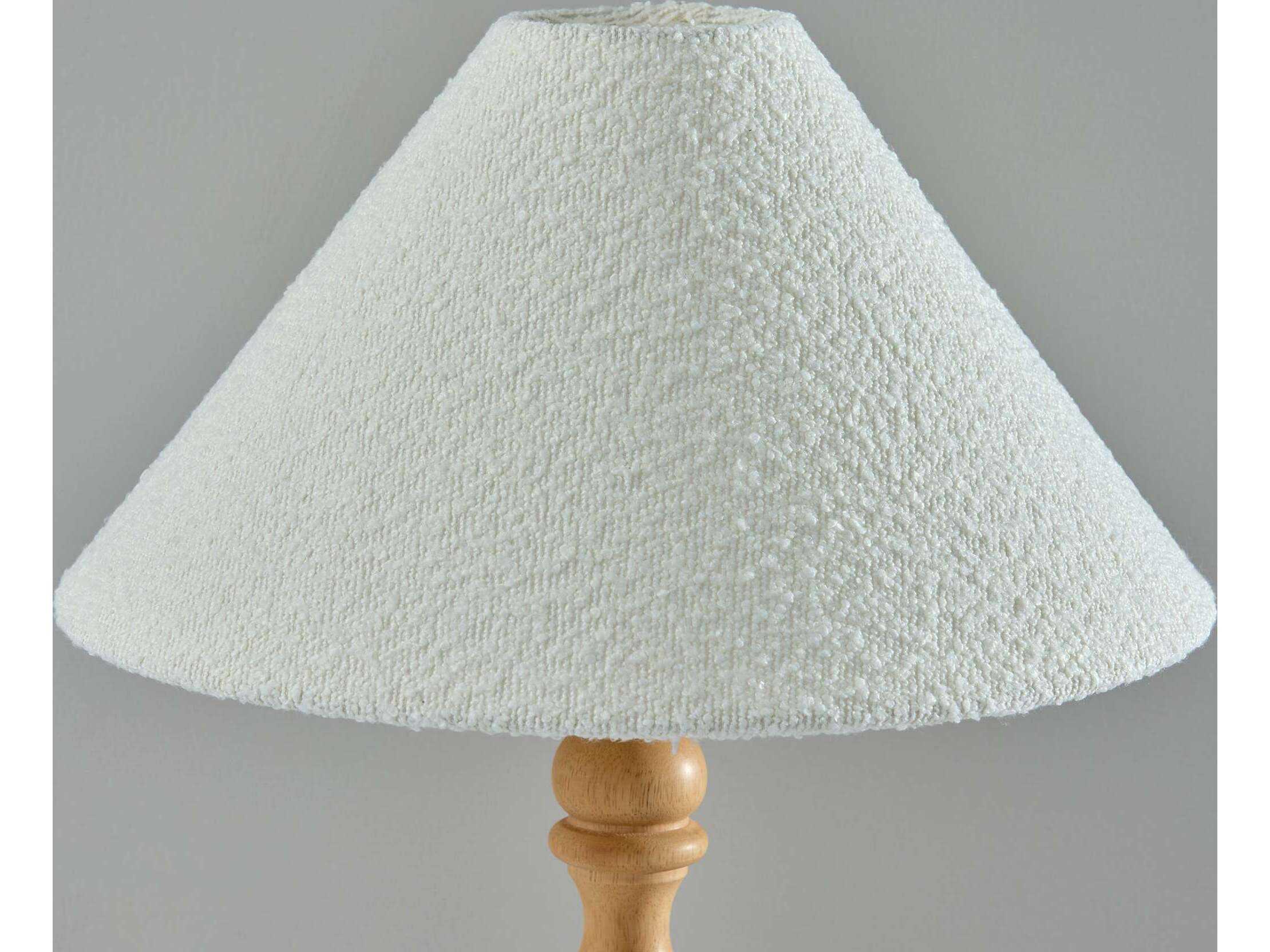 Adesso Rigby Natural White Boucle Fabric Wood Traditional Buffet Lamp