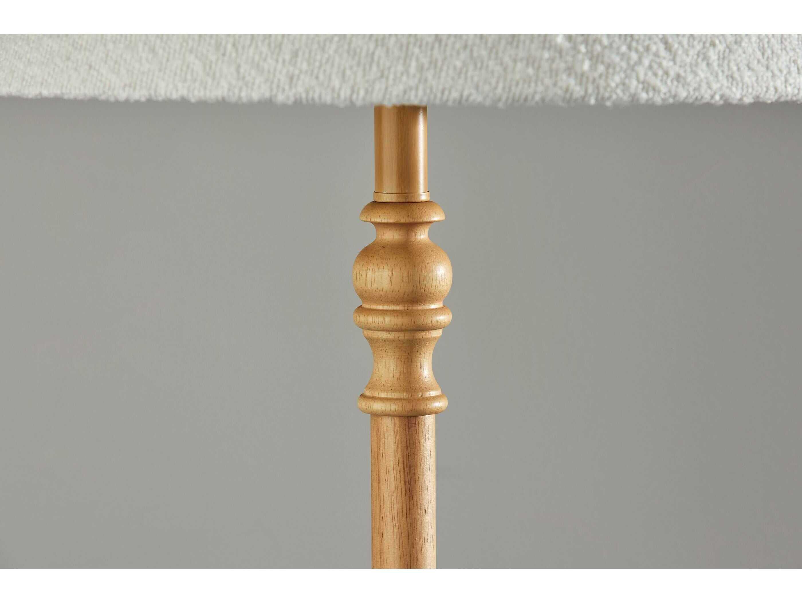 Adesso Rigby Natural White Boucle Fabric Wood Traditional Floor Lamp