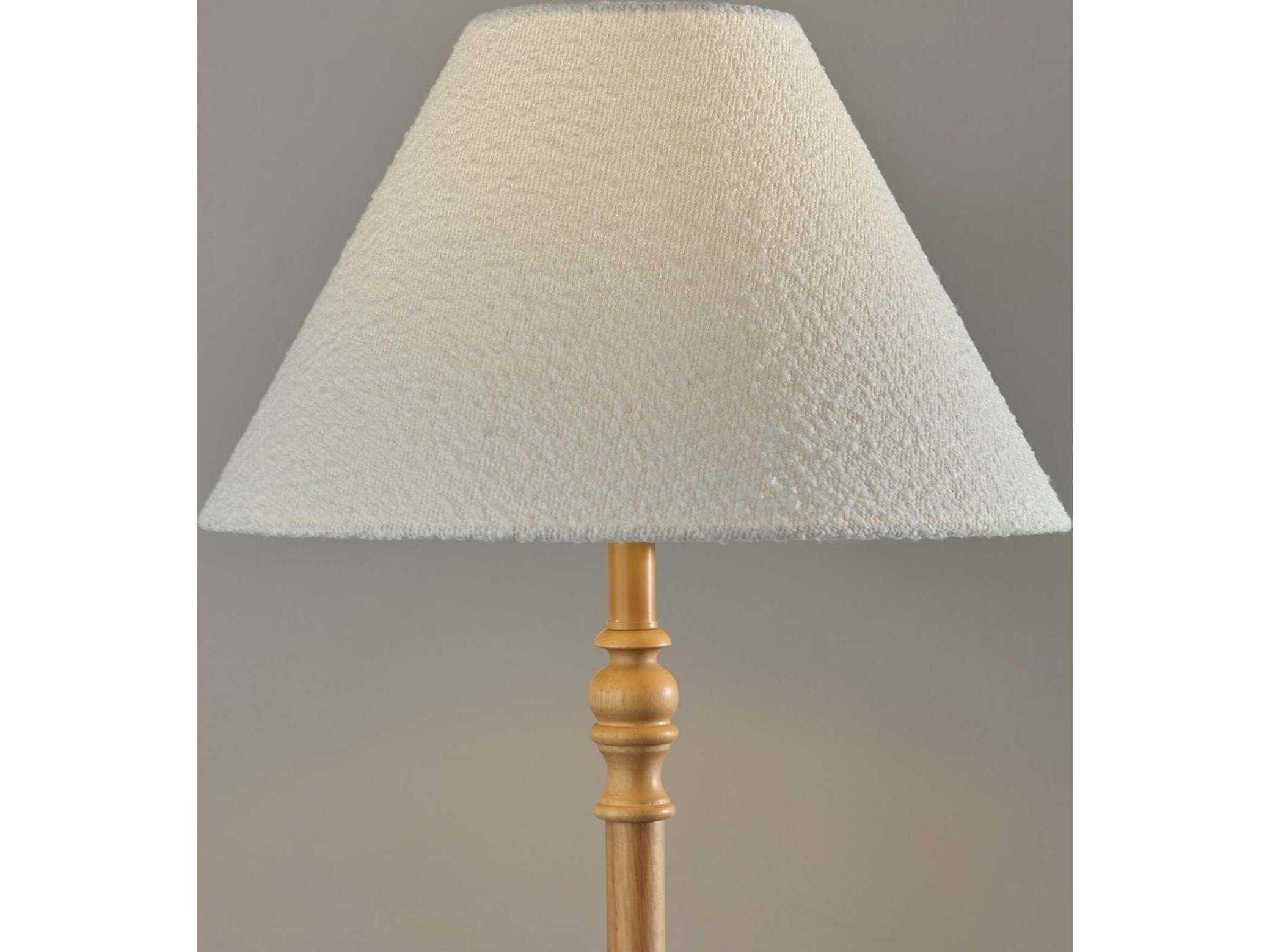 Adesso Rigby Natural White Boucle Fabric Wood Traditional Floor Lamp