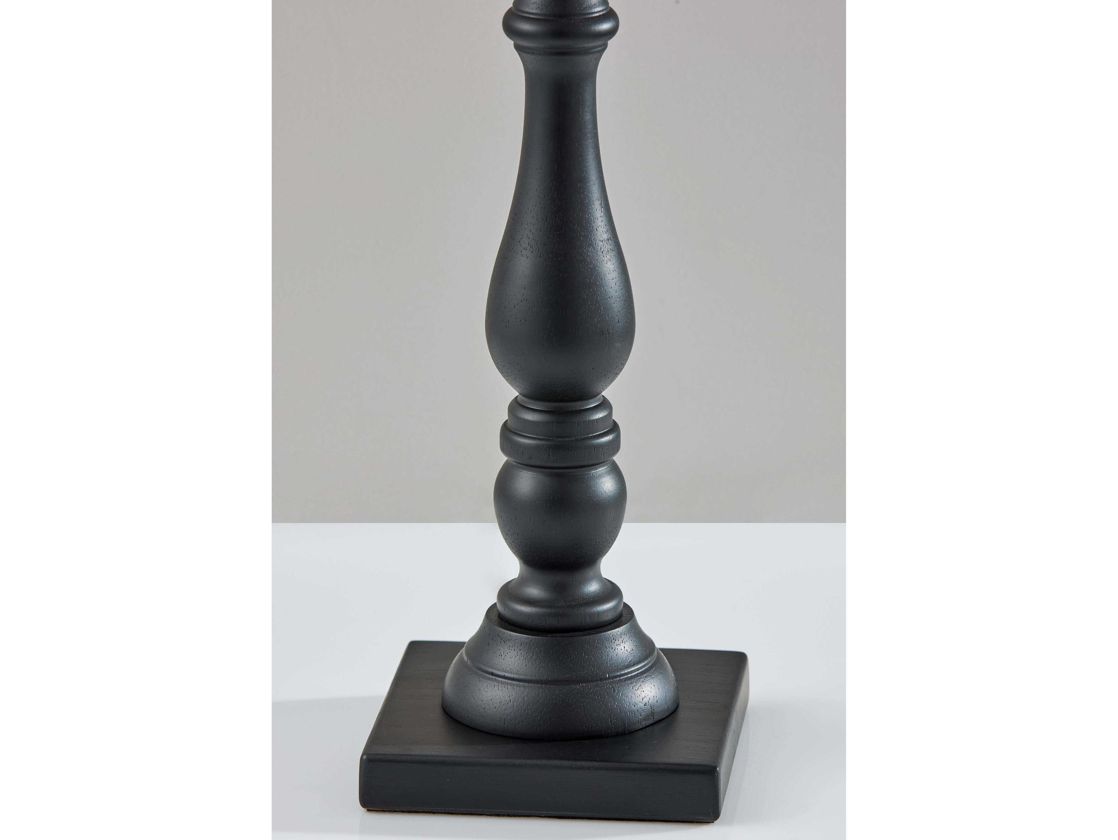 Adesso Zeek Black Cream Textured Fabric With Trim Traditional Buffet Lamp