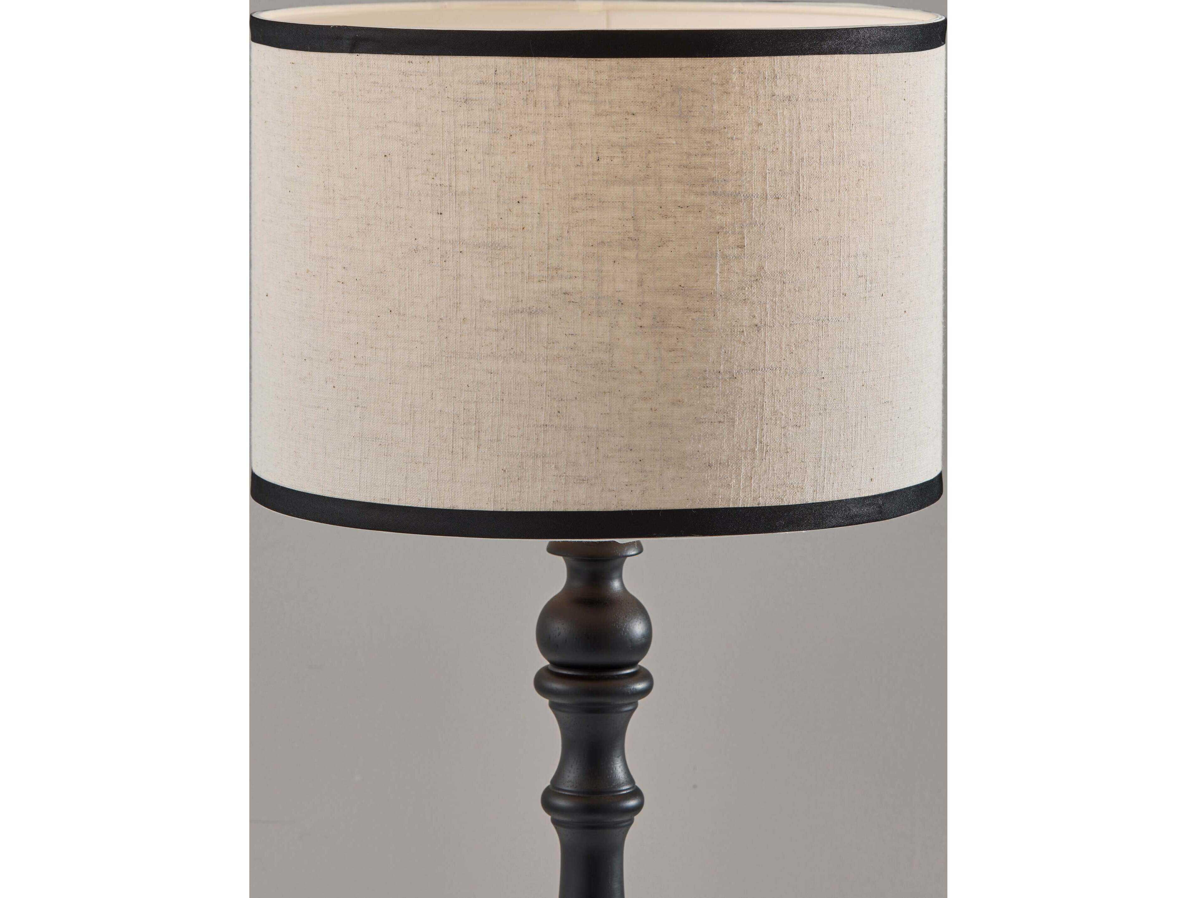 Adesso Zeek Black Cream Textured Fabric With Trim Traditional Buffet Lamp