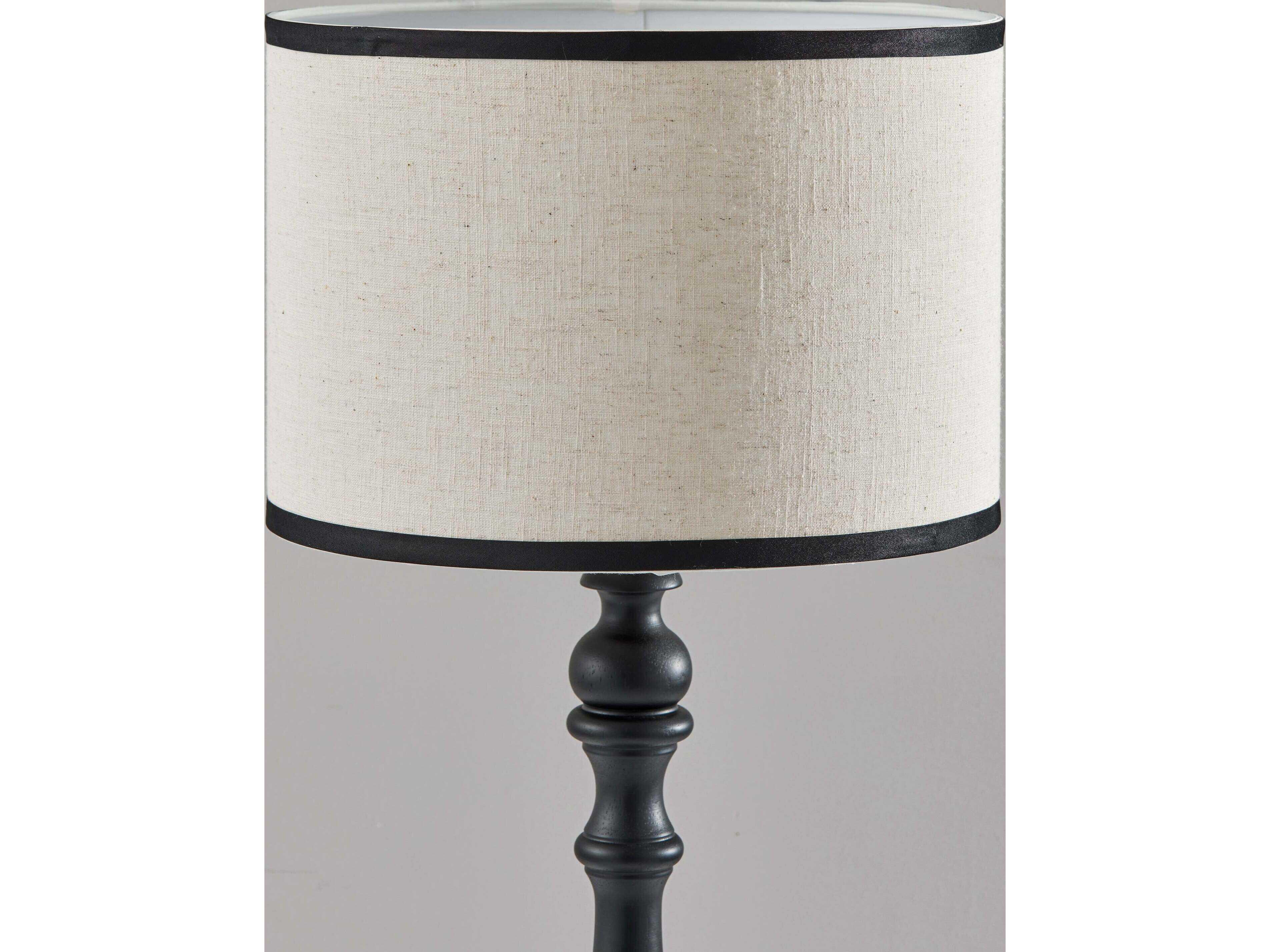 Adesso Zeek Black Cream Textured Fabric With Trim Traditional Buffet Lamp