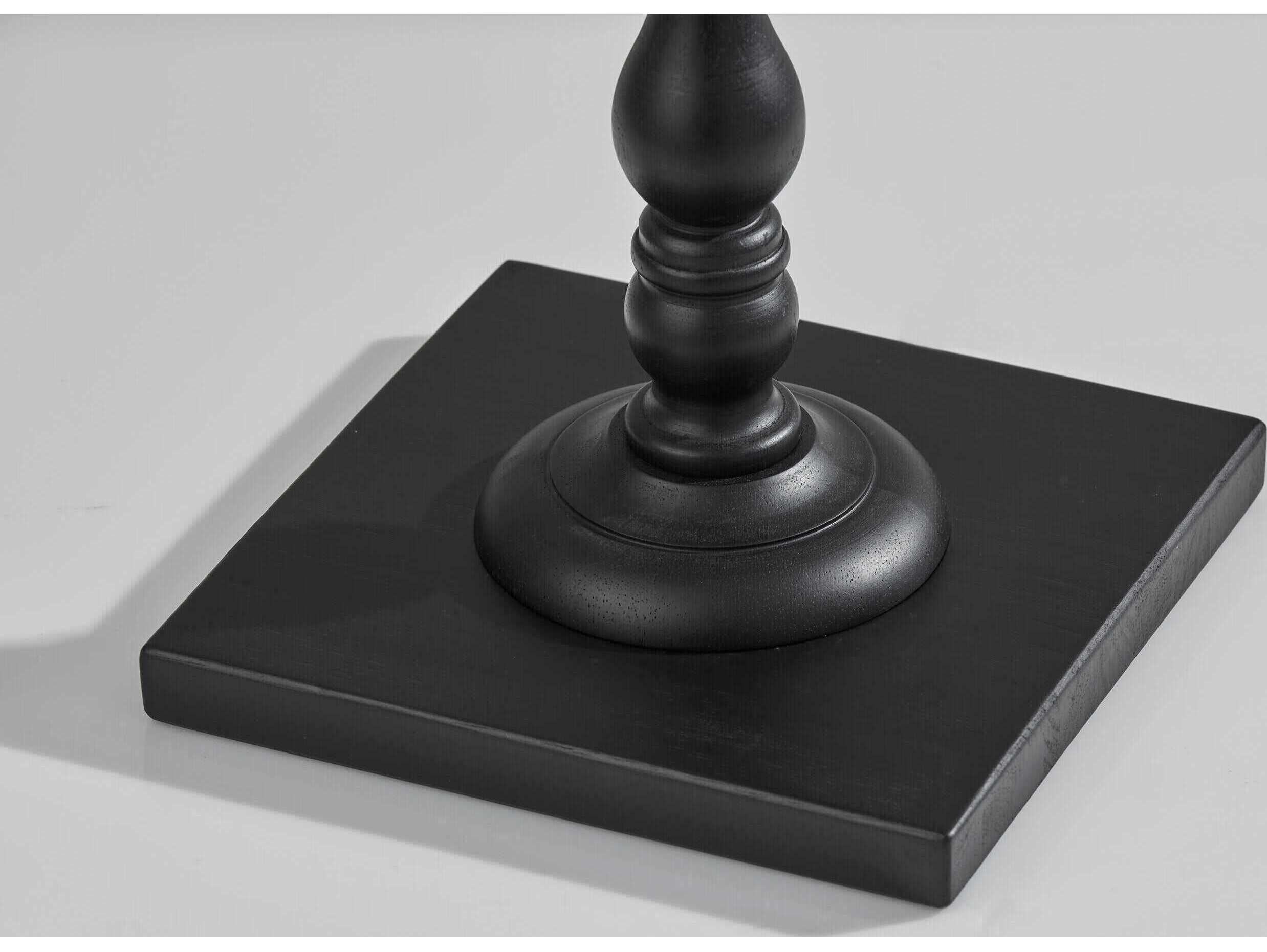 Adesso Zeek Black Cream Textured Fabric With Trim Traditional Floor Lamp