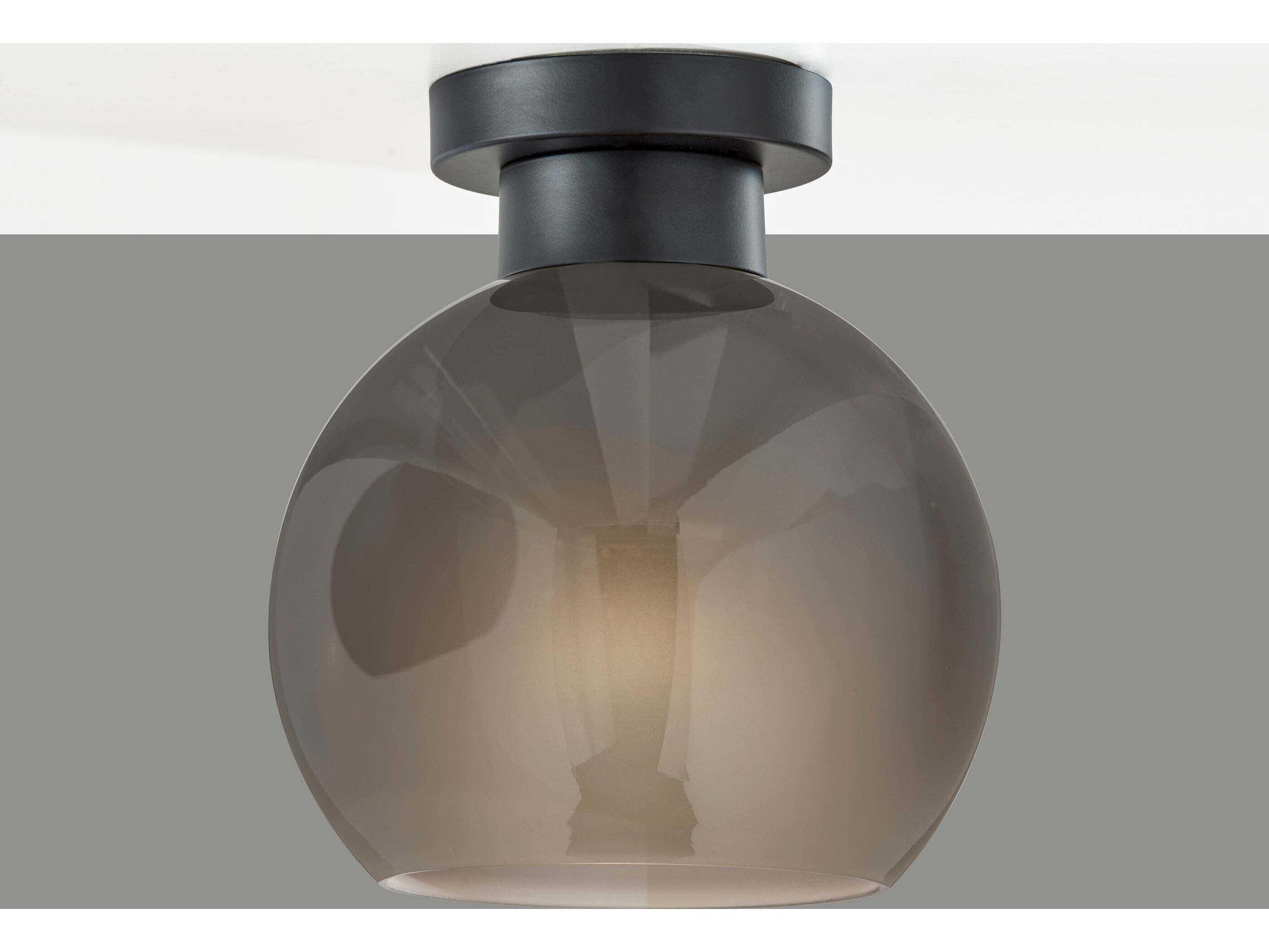 Adesso Atticus Black Globe Flush Mount