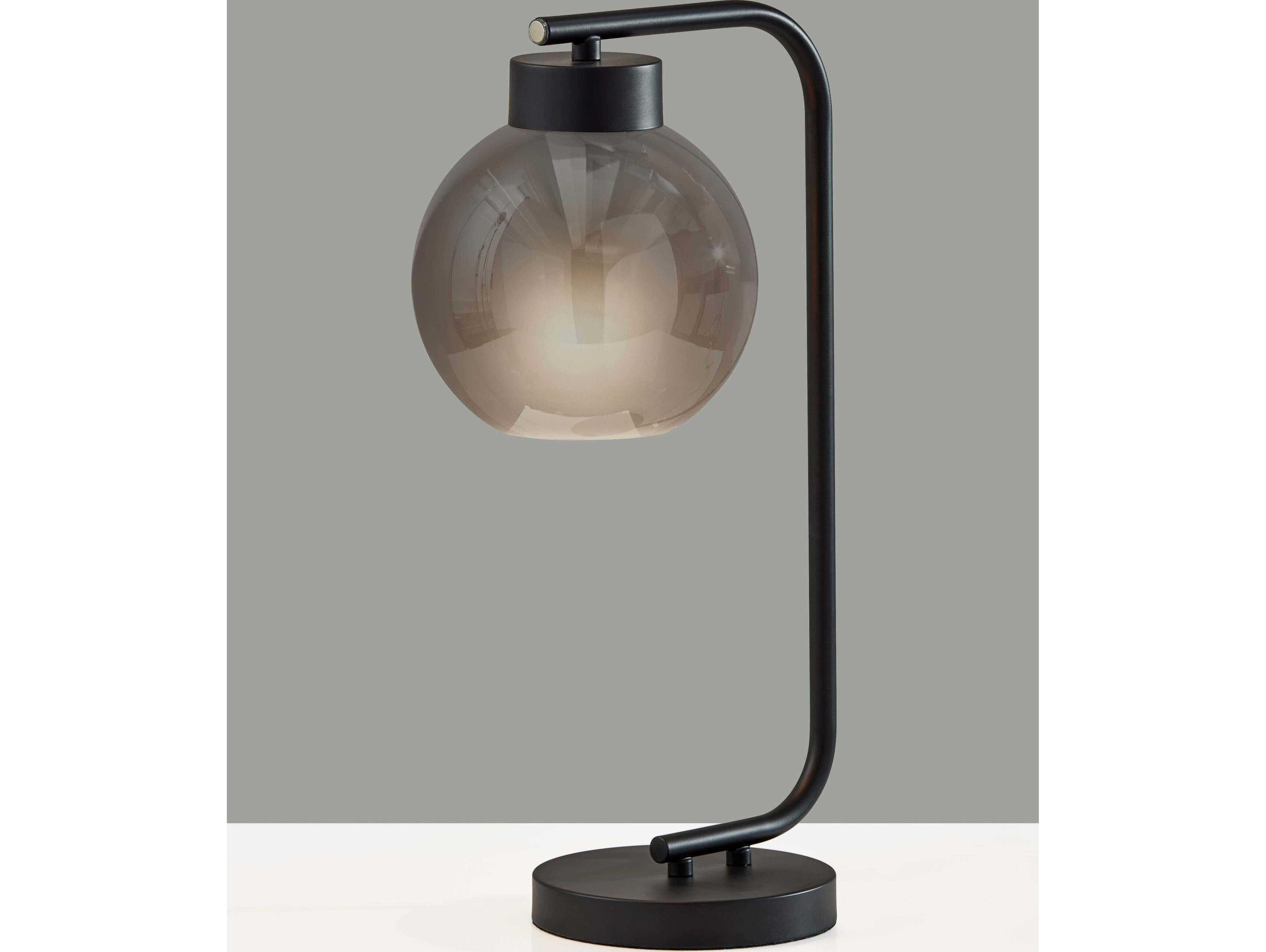 Adesso Atticus Black Smoked Glosted Glass Table Lamp
