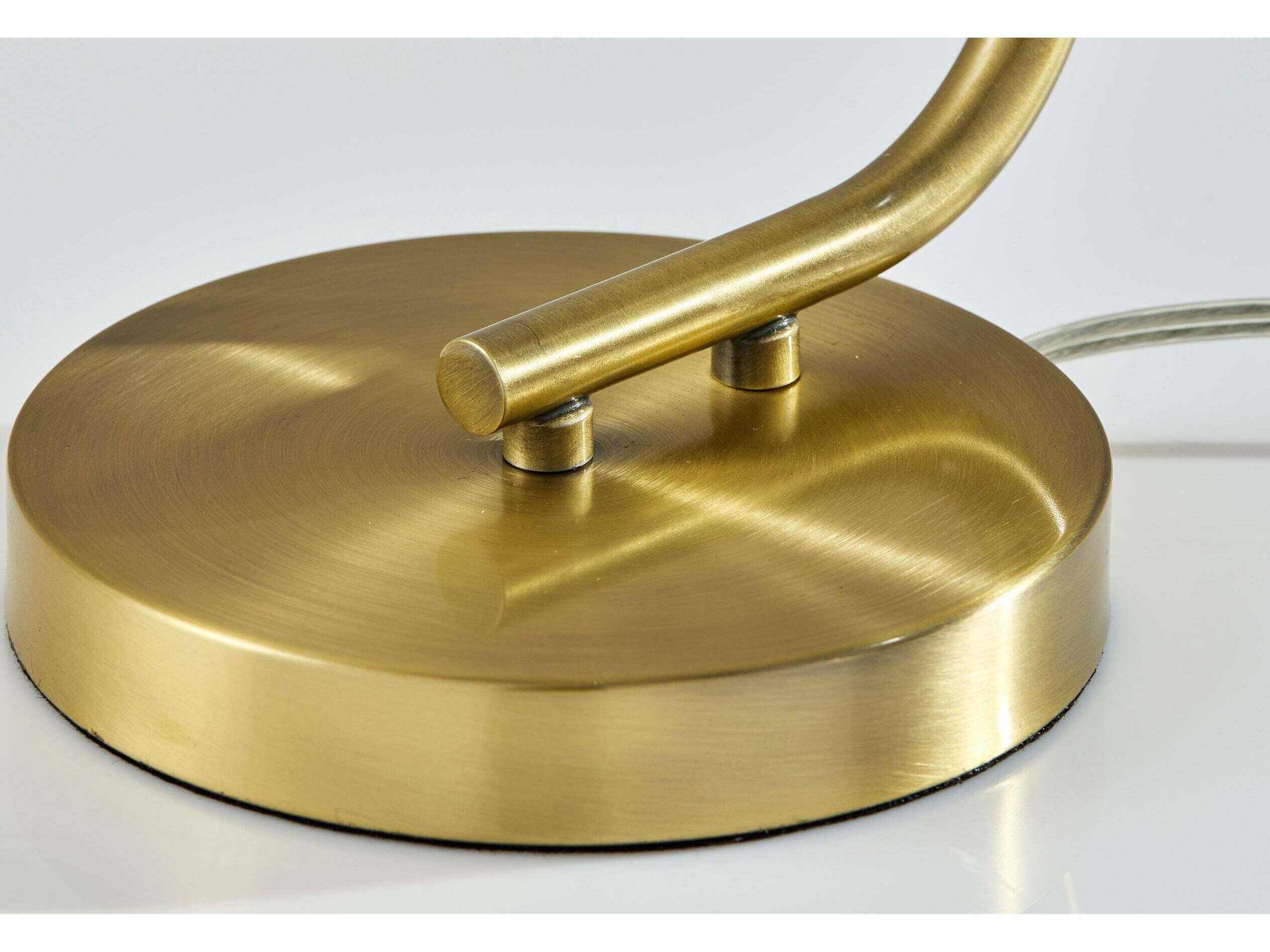 Adesso Atticus Antique Brass Amber Glosted Glass Table Lamp