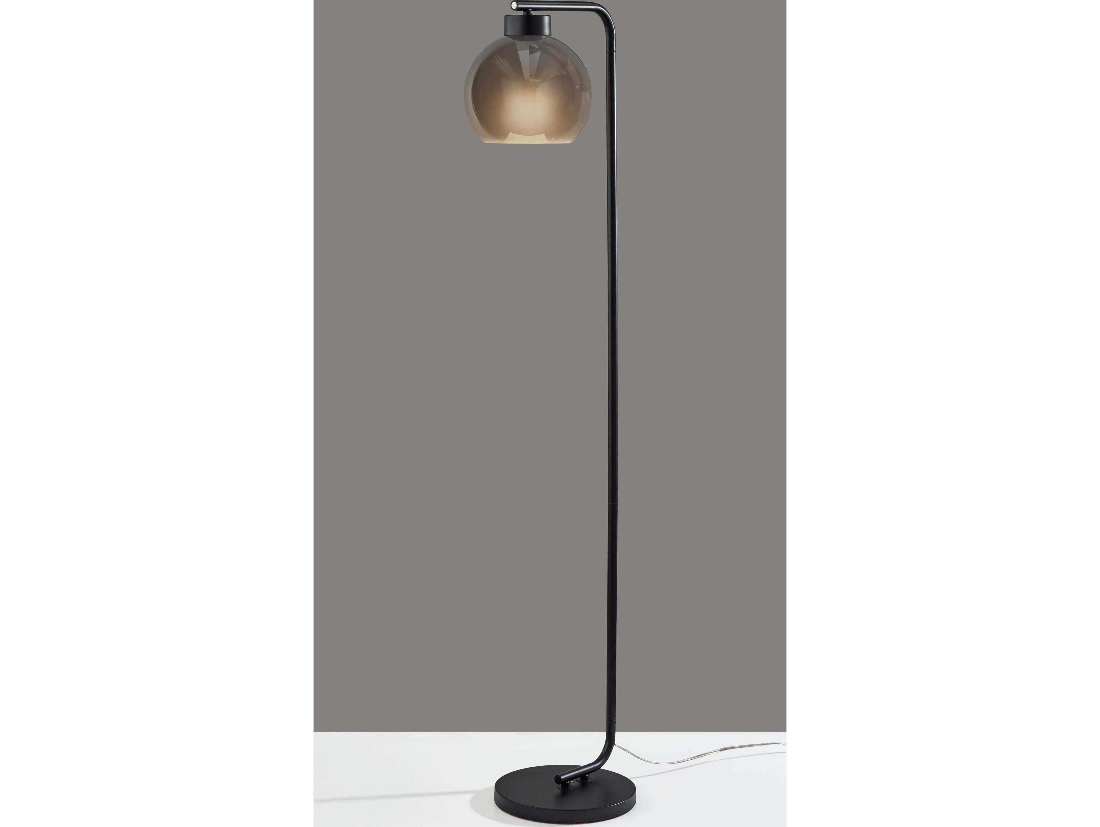 Adesso Atticus Black Smoked Glosted Glass Floor Lamp