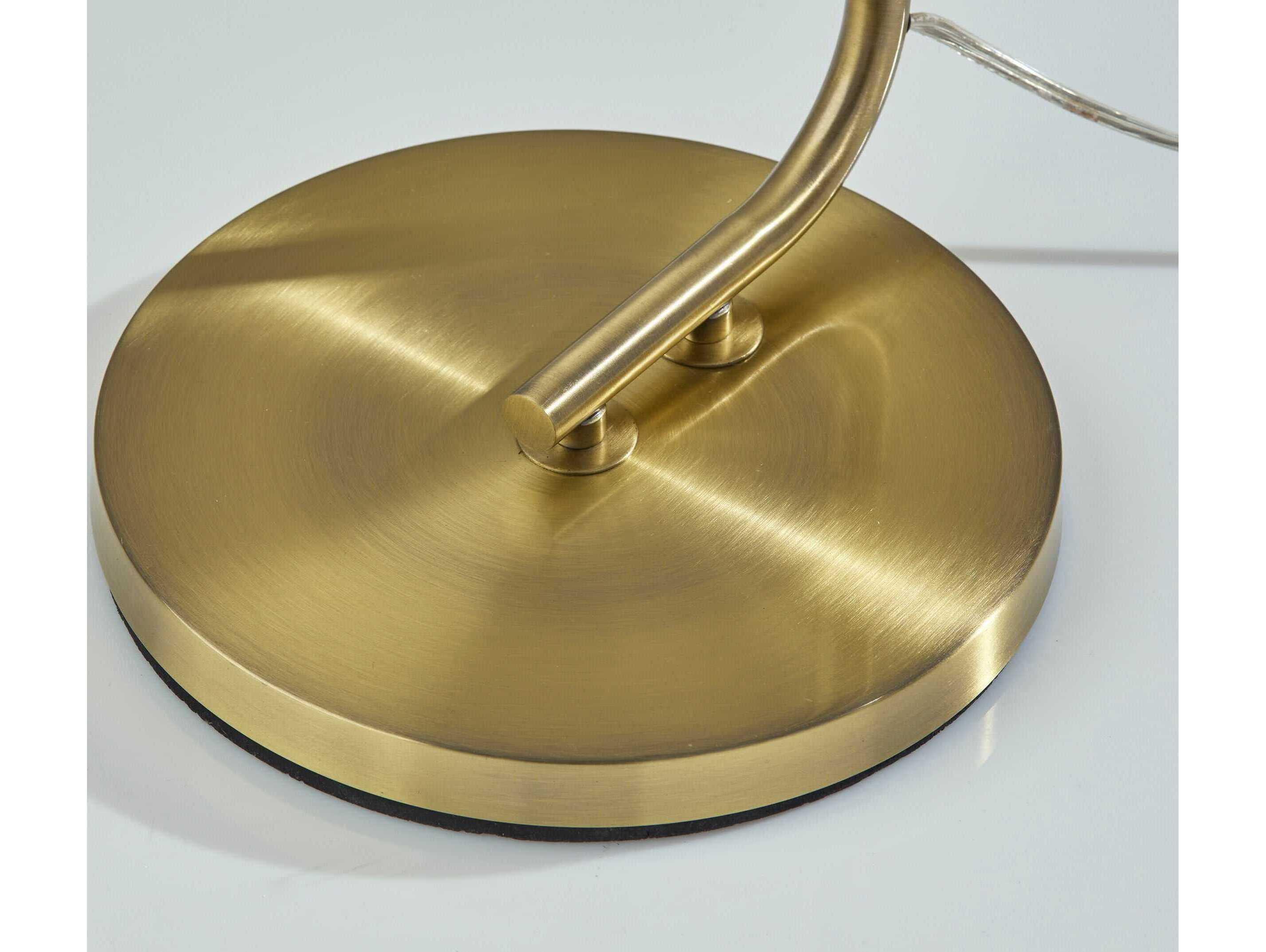 Adesso Atticus Antique Brass Amber Glosted Glass Floor Lamp