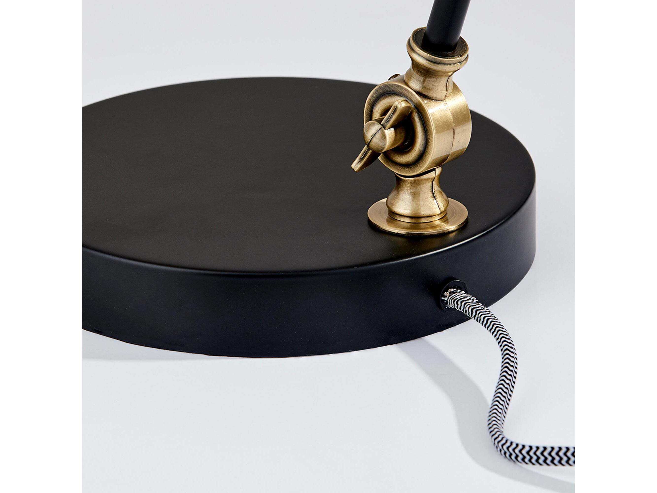 Adesso Boston Black Antique Brass Painted Metal Desk Lamp