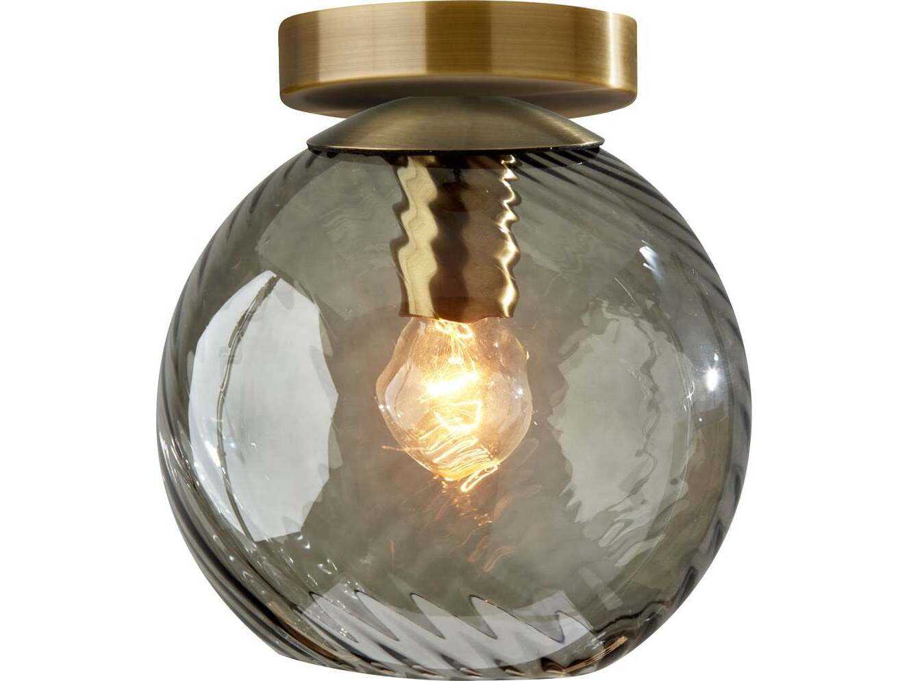 Adesso Camden Antique Brass Globe Flush Mount