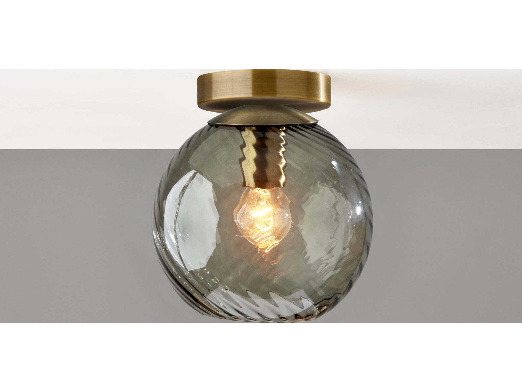 Adesso Camden Antique Brass Globe Flush Mount