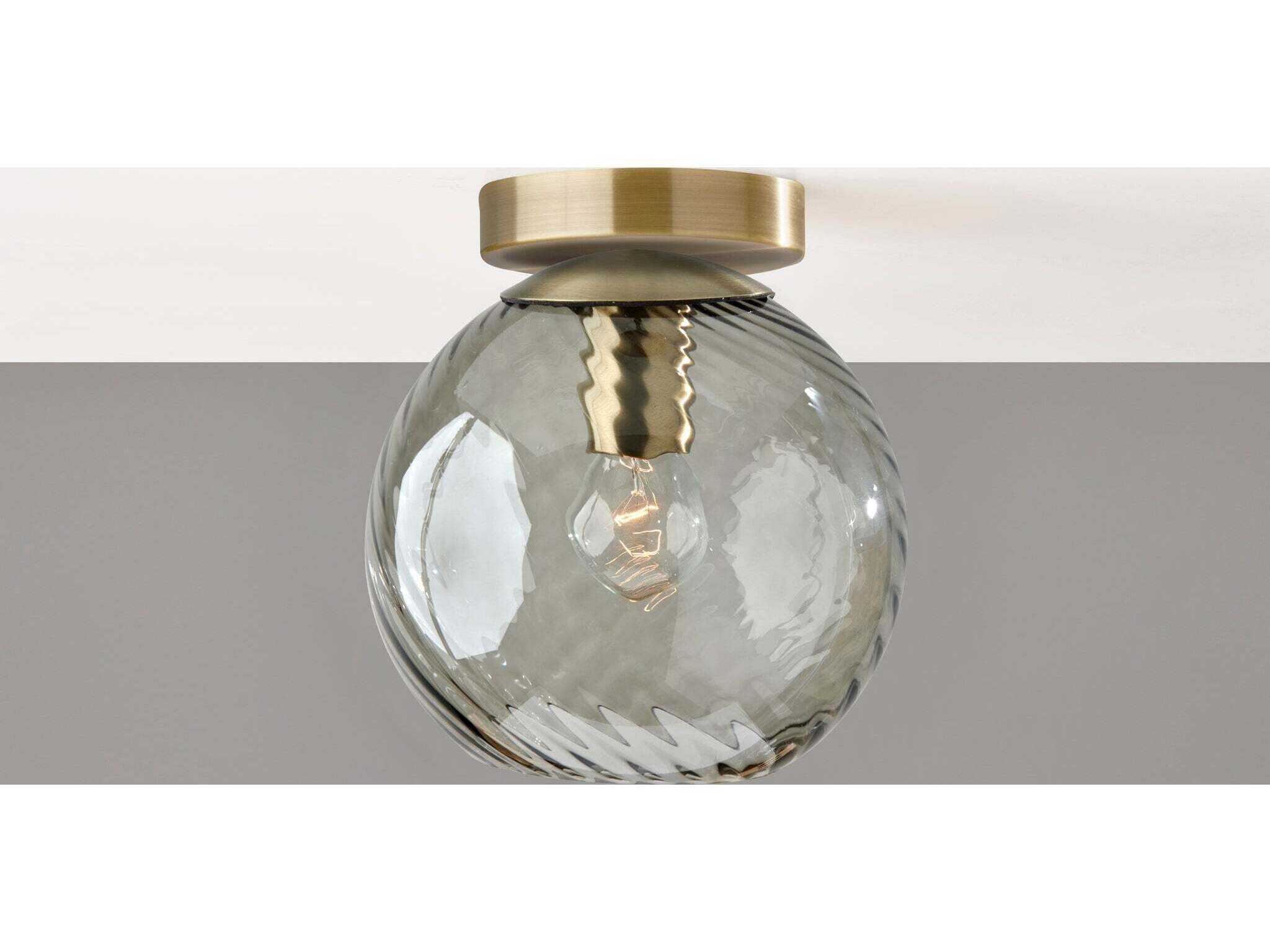 Adesso Camden Antique Brass Globe Flush Mount