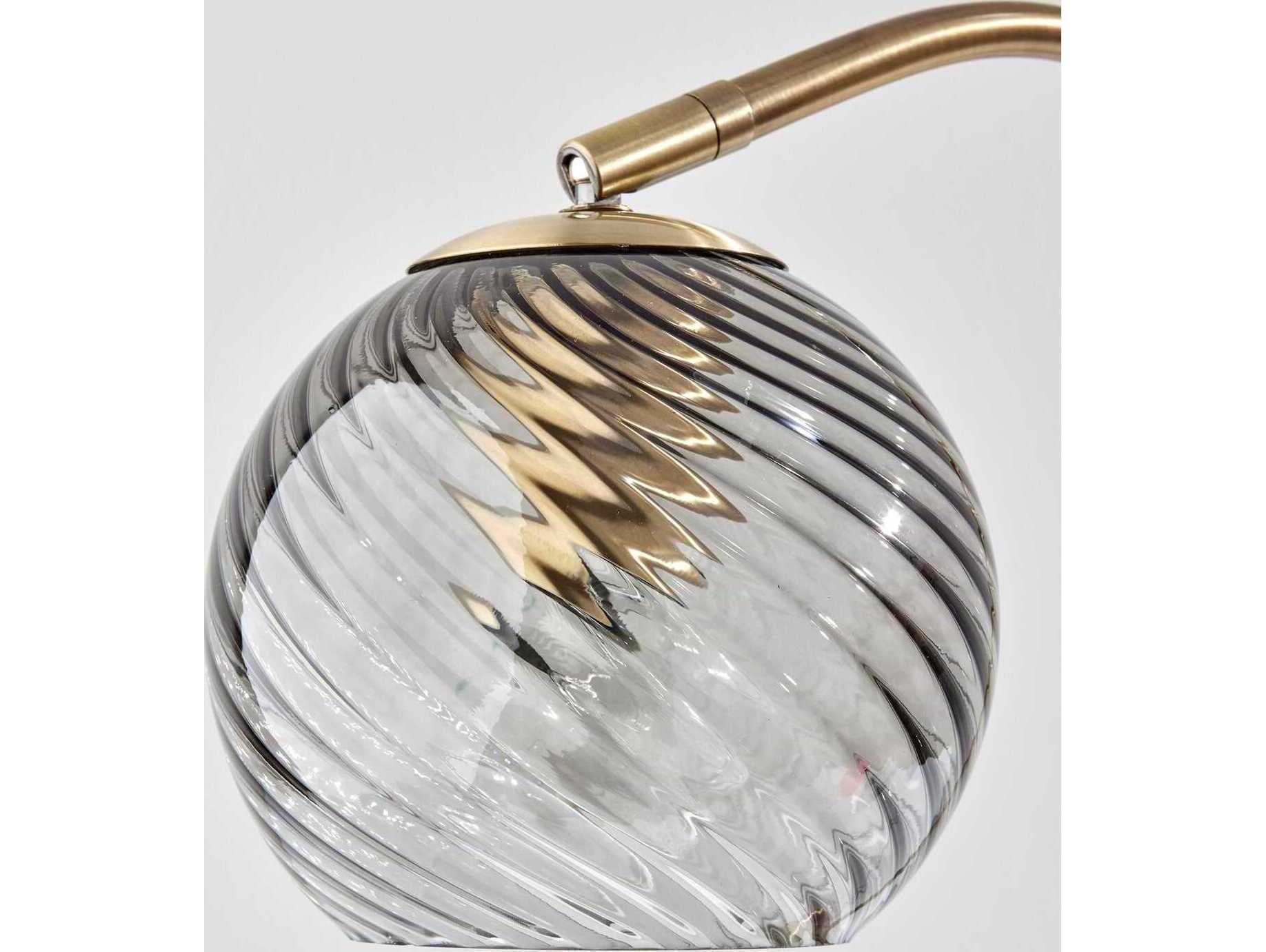 Adesso Camden Antique Brass Smoked Swirled Glass Desk Lamp