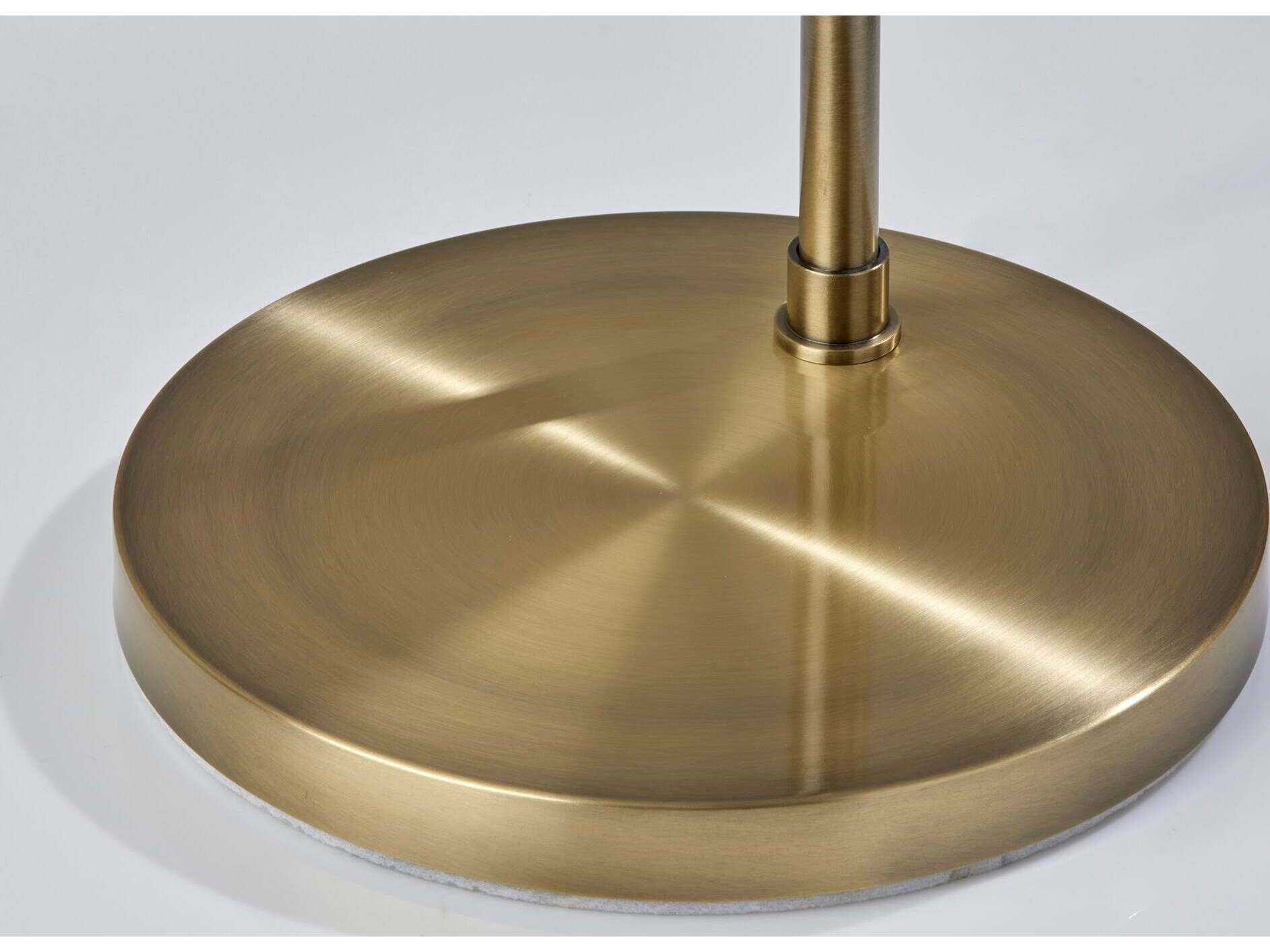 Adesso Camden Antique Brass Smoked Swirled Glass Floor Lamp