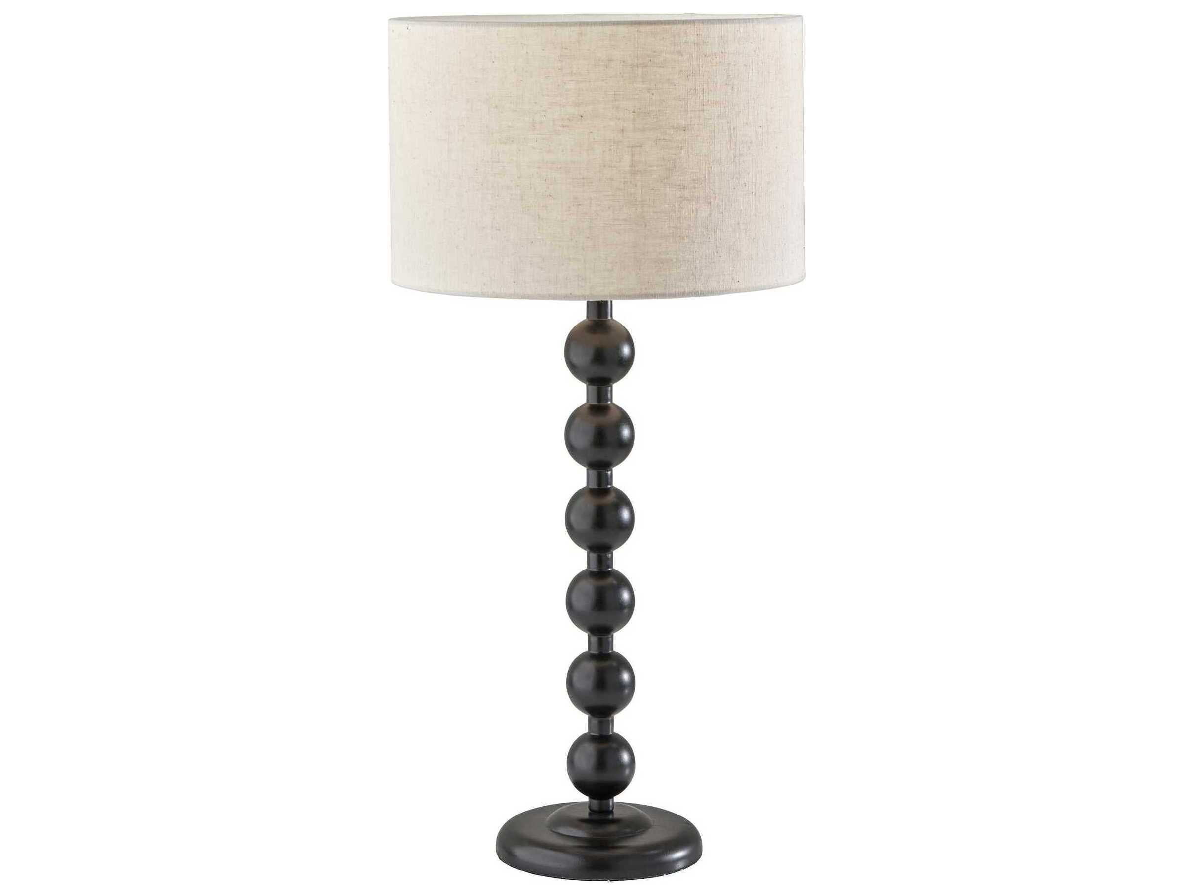 Adesso Orchard Wood Cream Linen Fabric Black Buffet Lamp