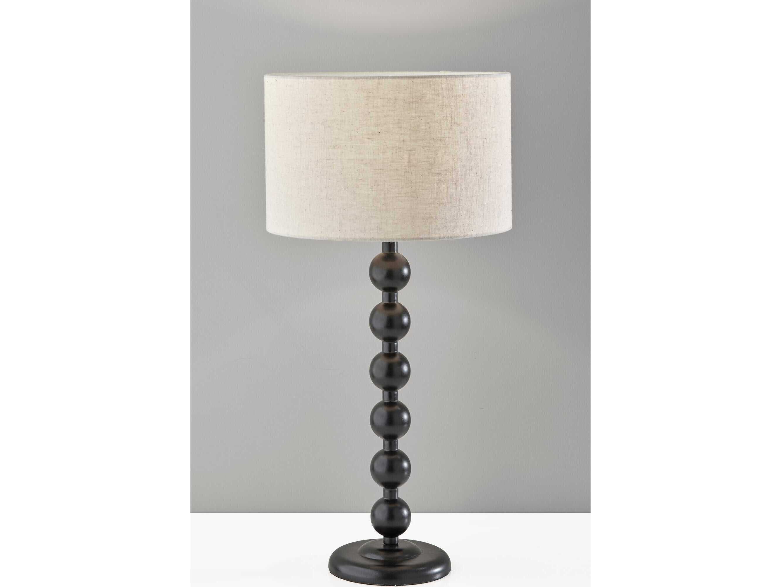 Adesso Orchard Wood Cream Linen Fabric Black Buffet Lamp