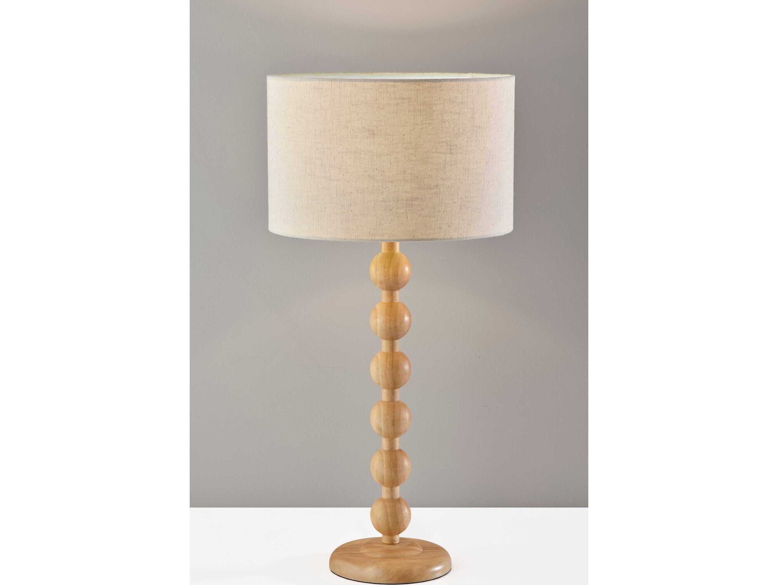Adesso Orchard Wood Cream Linen Fabric Brown Buffet Lamp