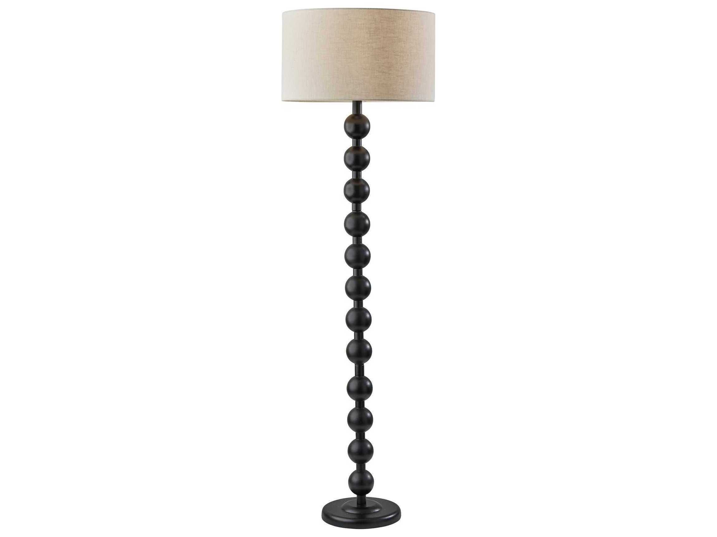 Adesso Orchard Black Cream Linen Fabric Floor Lamp