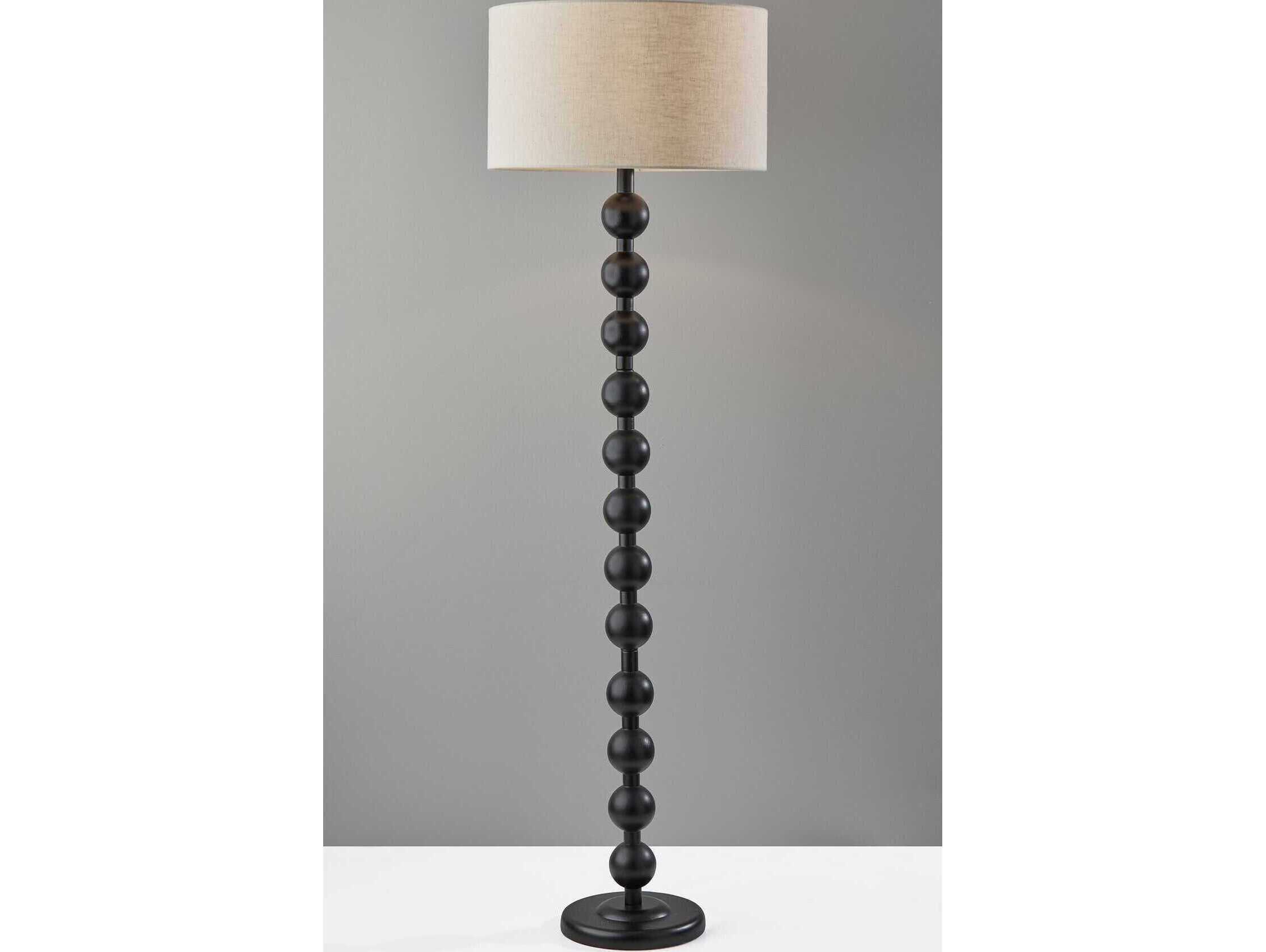 Adesso Orchard Black Cream Linen Fabric Floor Lamp