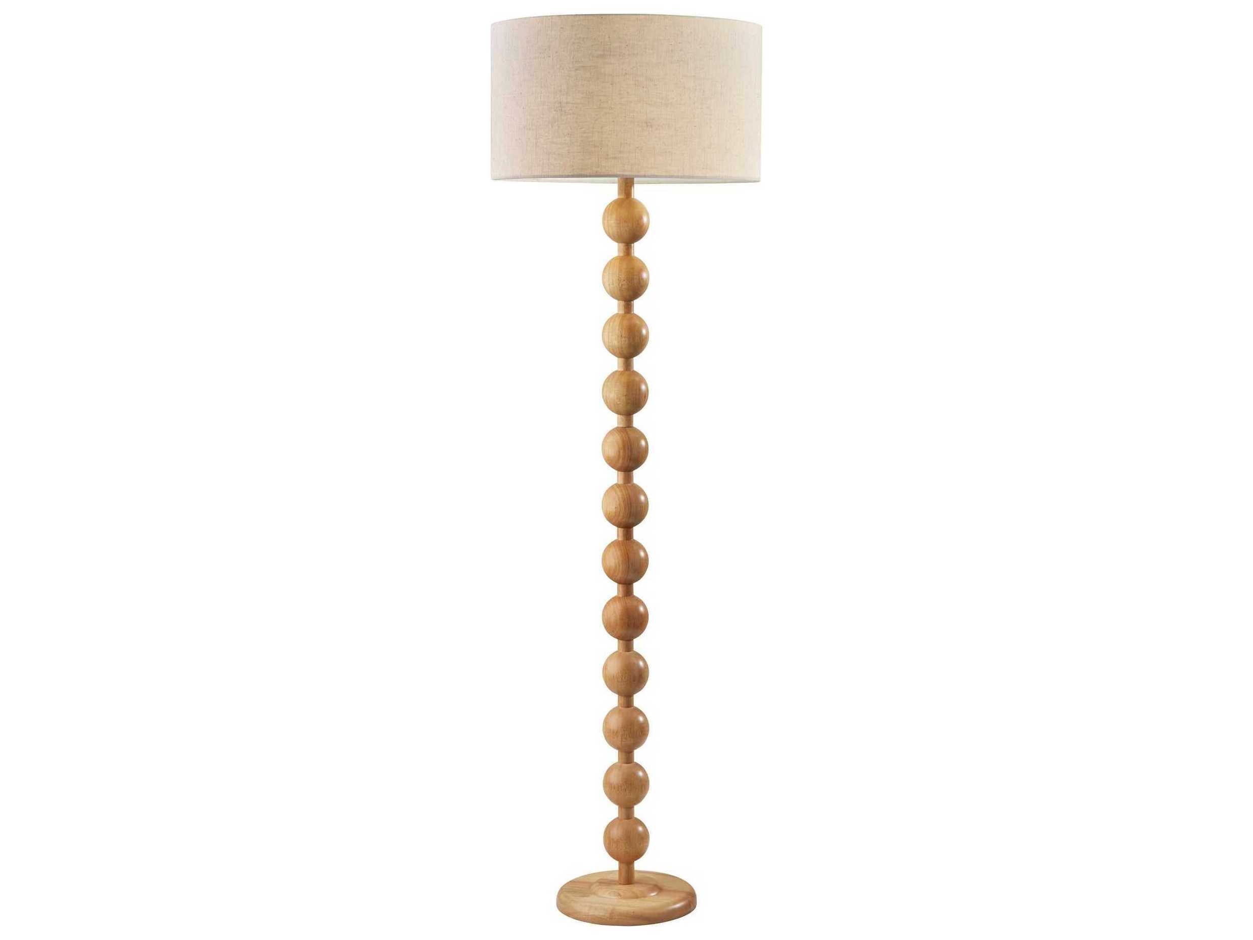 Adesso Orchard Wood Cream Linen Fabric Brown Floor Lamp