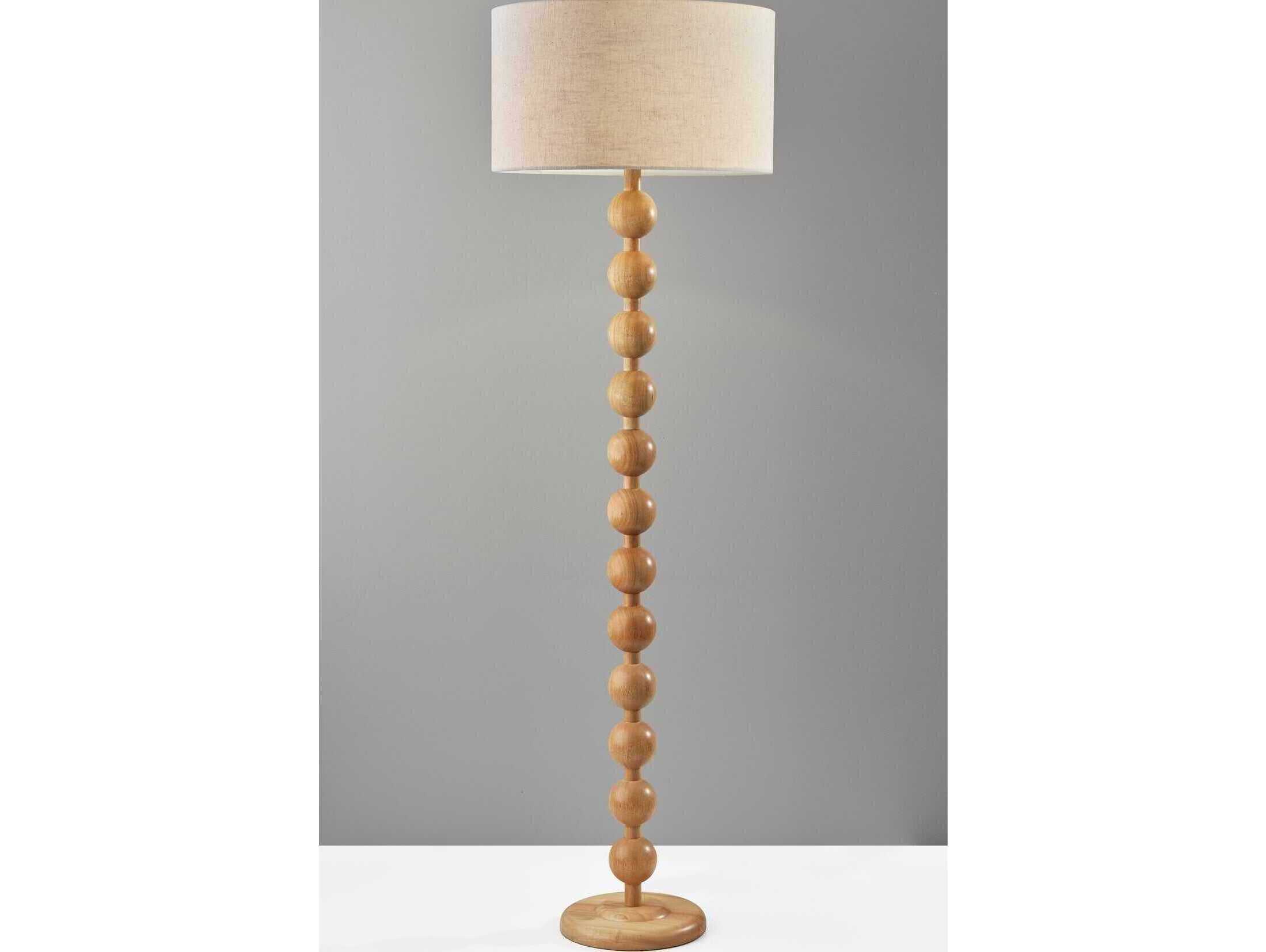 Adesso Orchard Wood Cream Linen Fabric Brown Floor Lamp