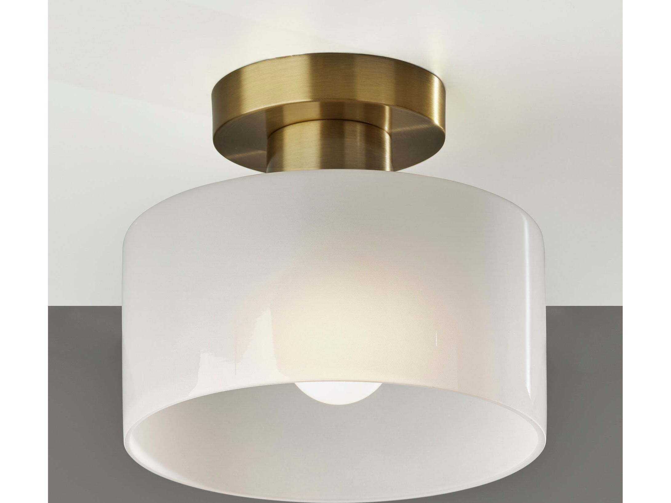 Adesso Rhodes Antique Brass Drum Flush Mount