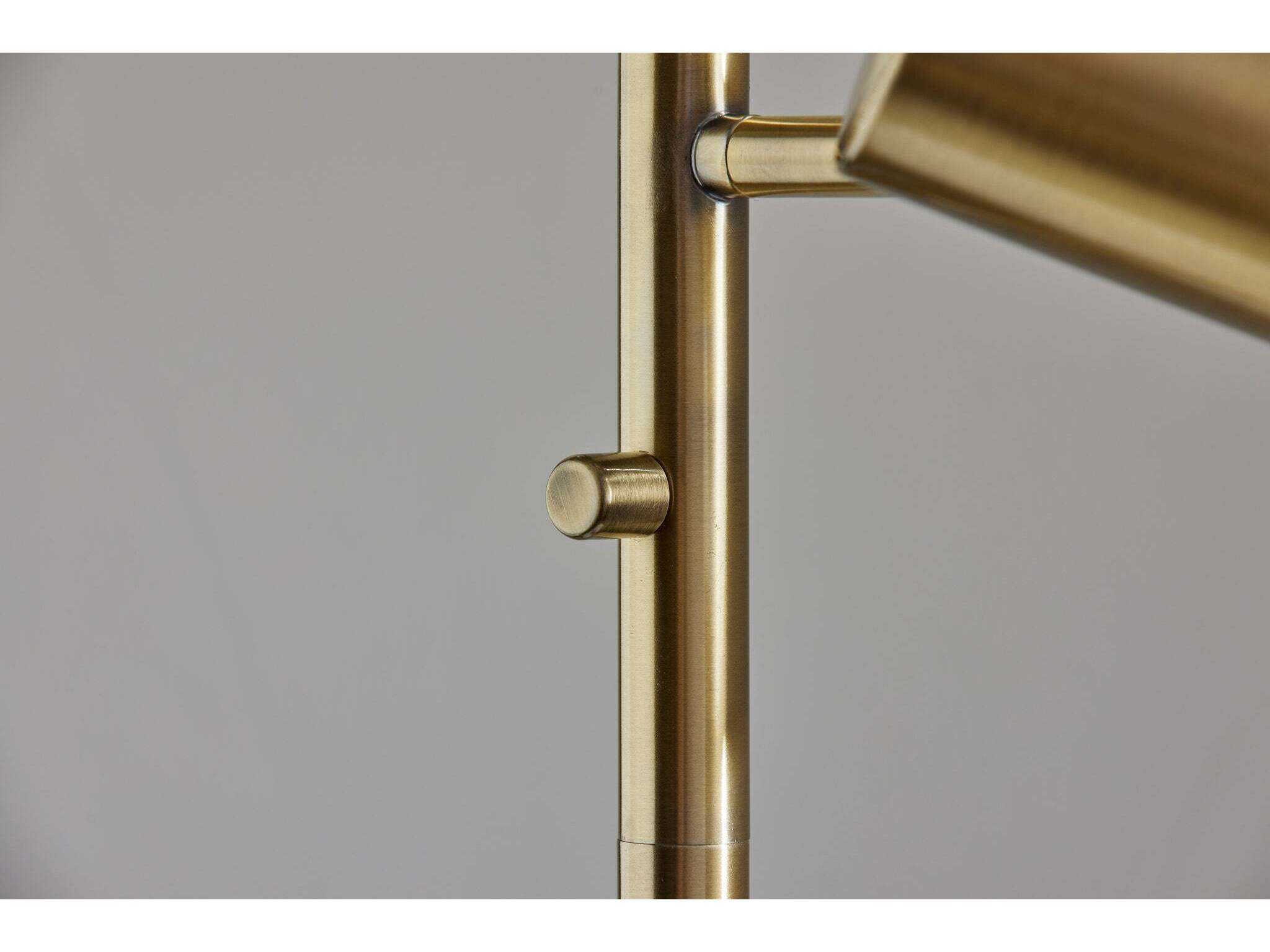 Adesso Rhodes Antique Brass White Glosted Glass Floor Lamp