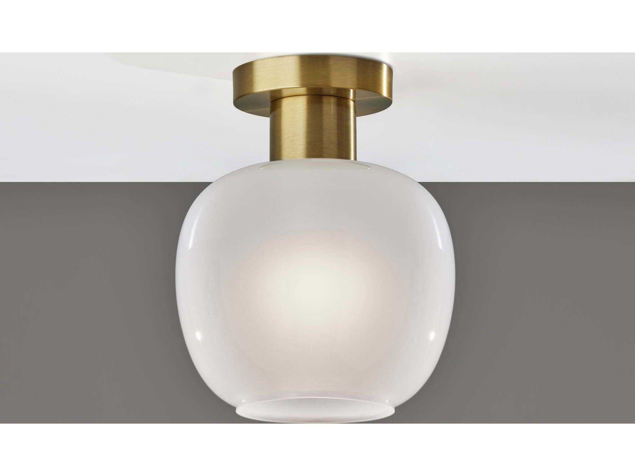 Adesso Magnolia Antique Brass Globe Flush Mount