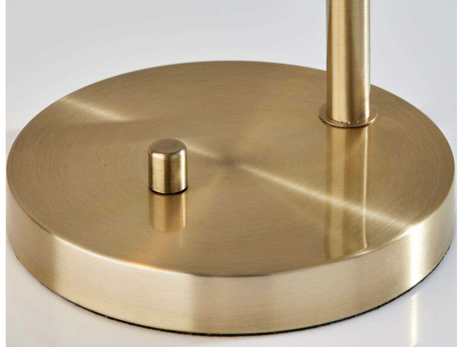 Adesso Magnolia Antique Brass White Glosted Glass Table Lamp