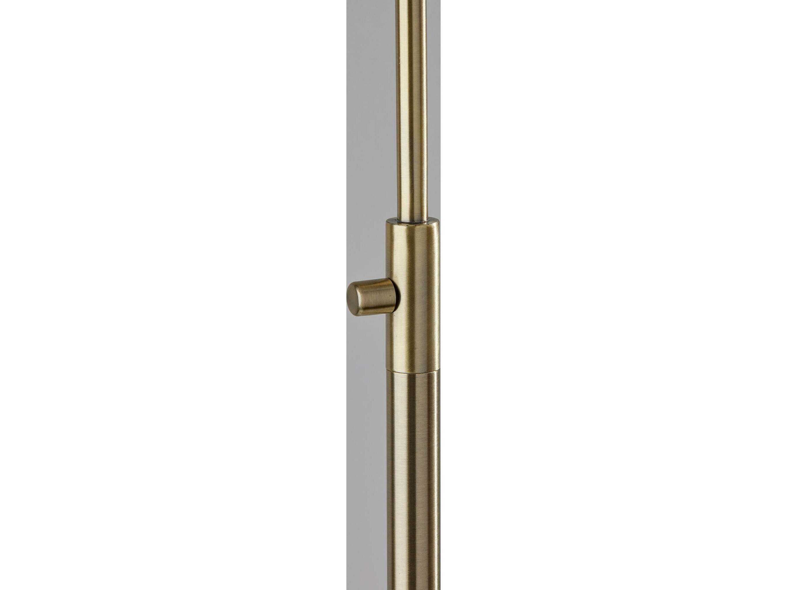 Adesso Magnolia Antique Brass White Glosted Glass Floor Lamp