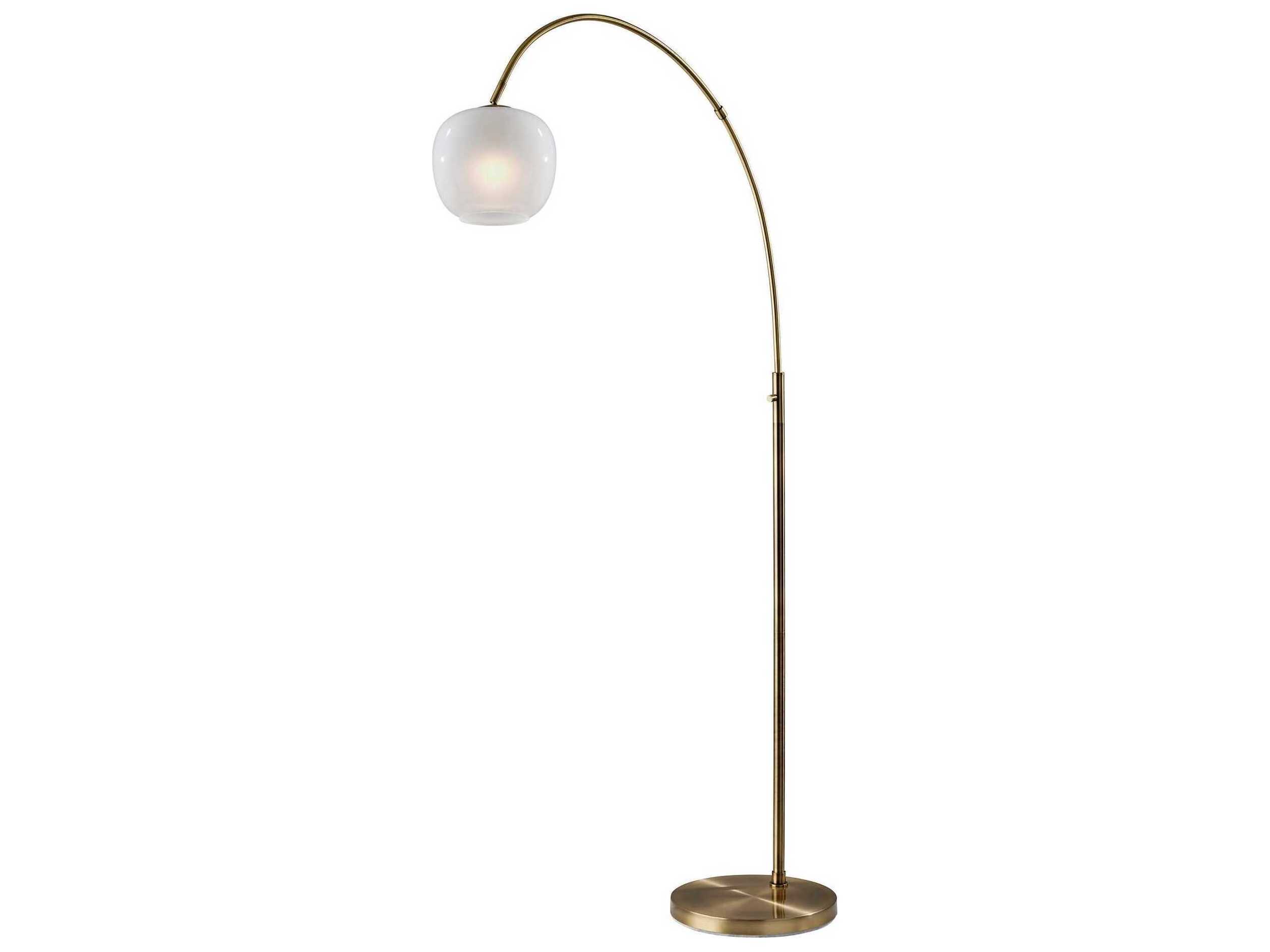 Adesso Magnolia Antique Brass White Glosted Glass Floor Lamp