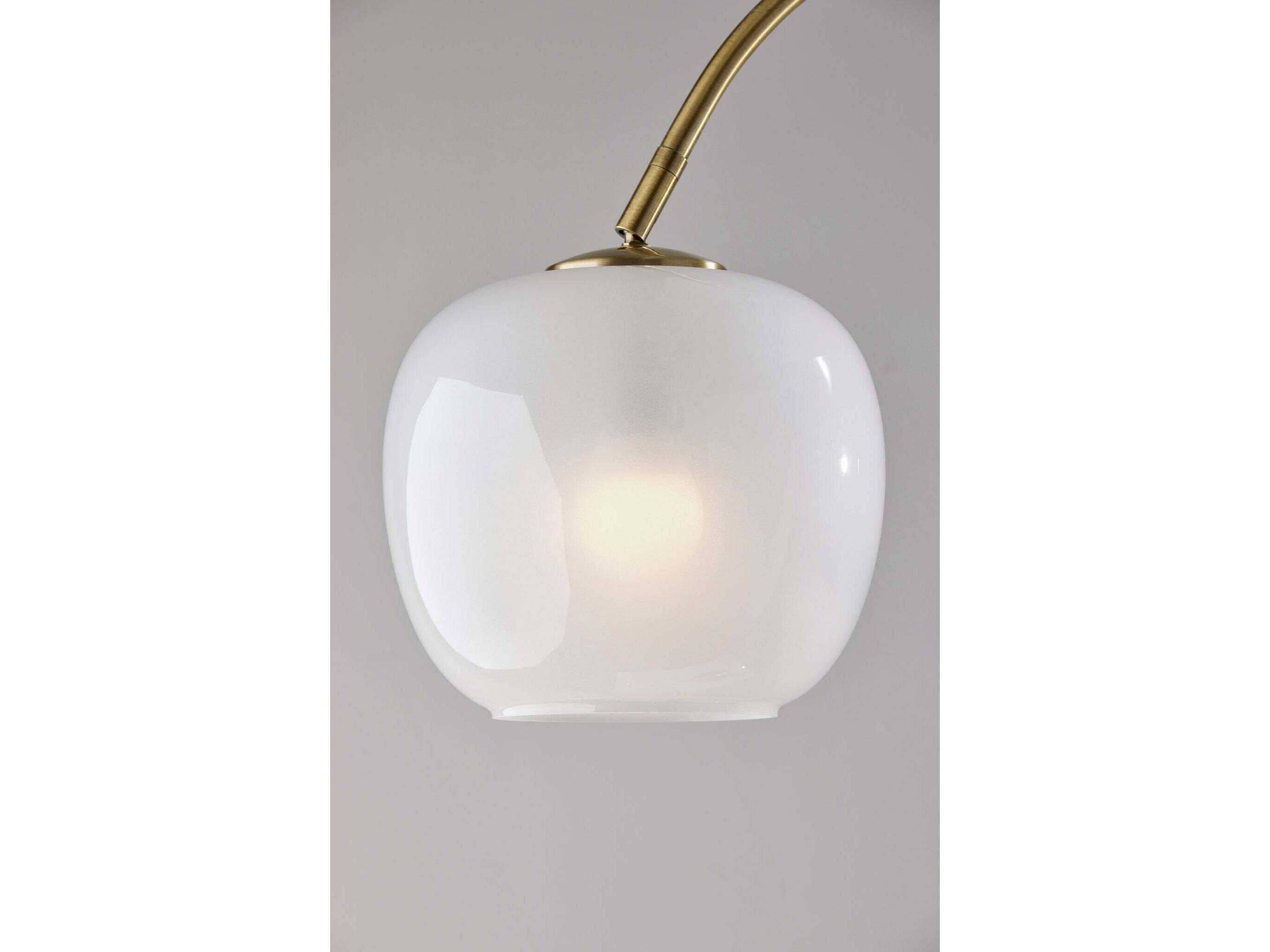 Adesso Magnolia Antique Brass White Glosted Glass Floor Lamp