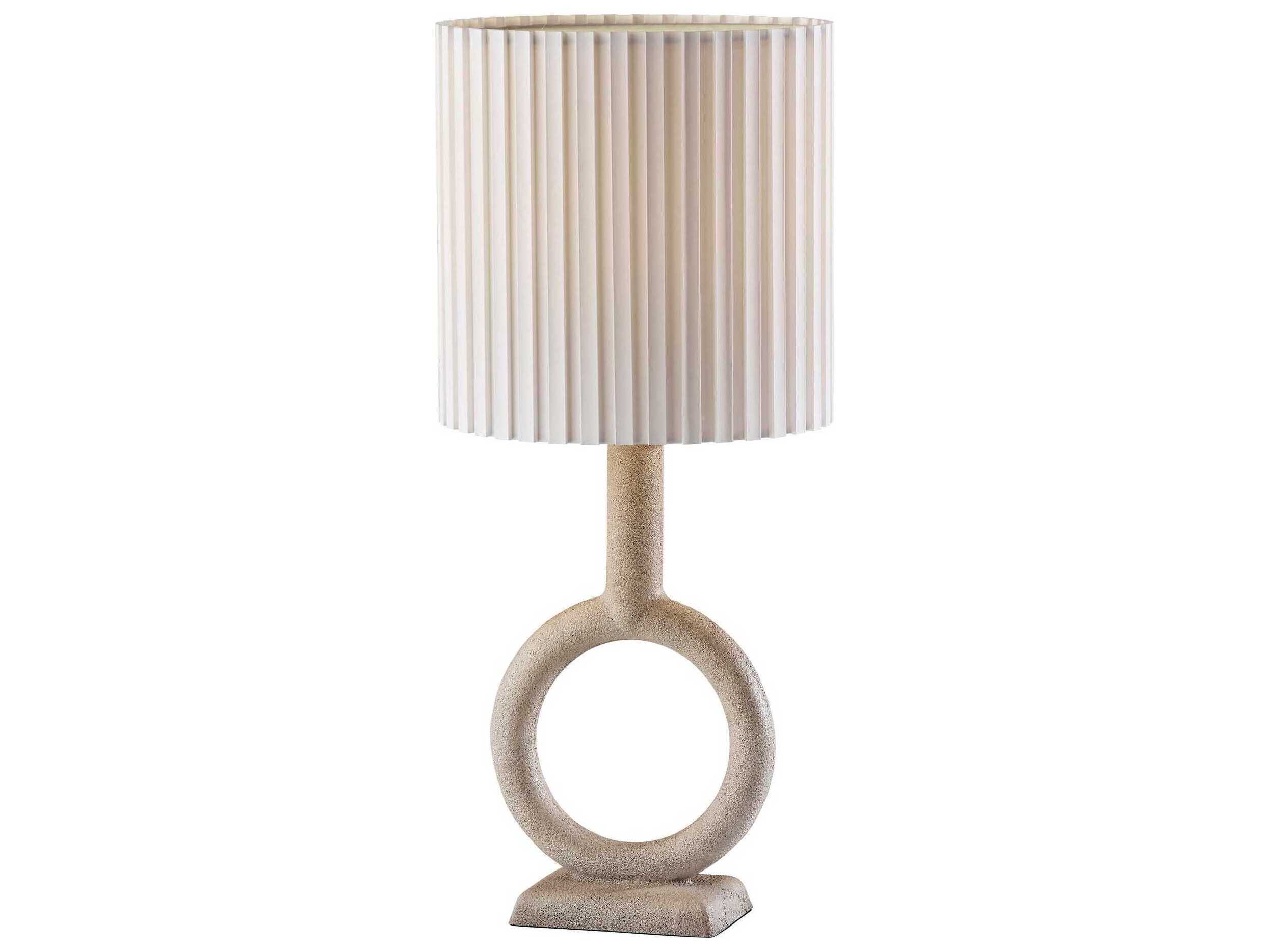 Adesso Elizabeth Painted Stone Texture White Box Pleated Off Buffet Lamp