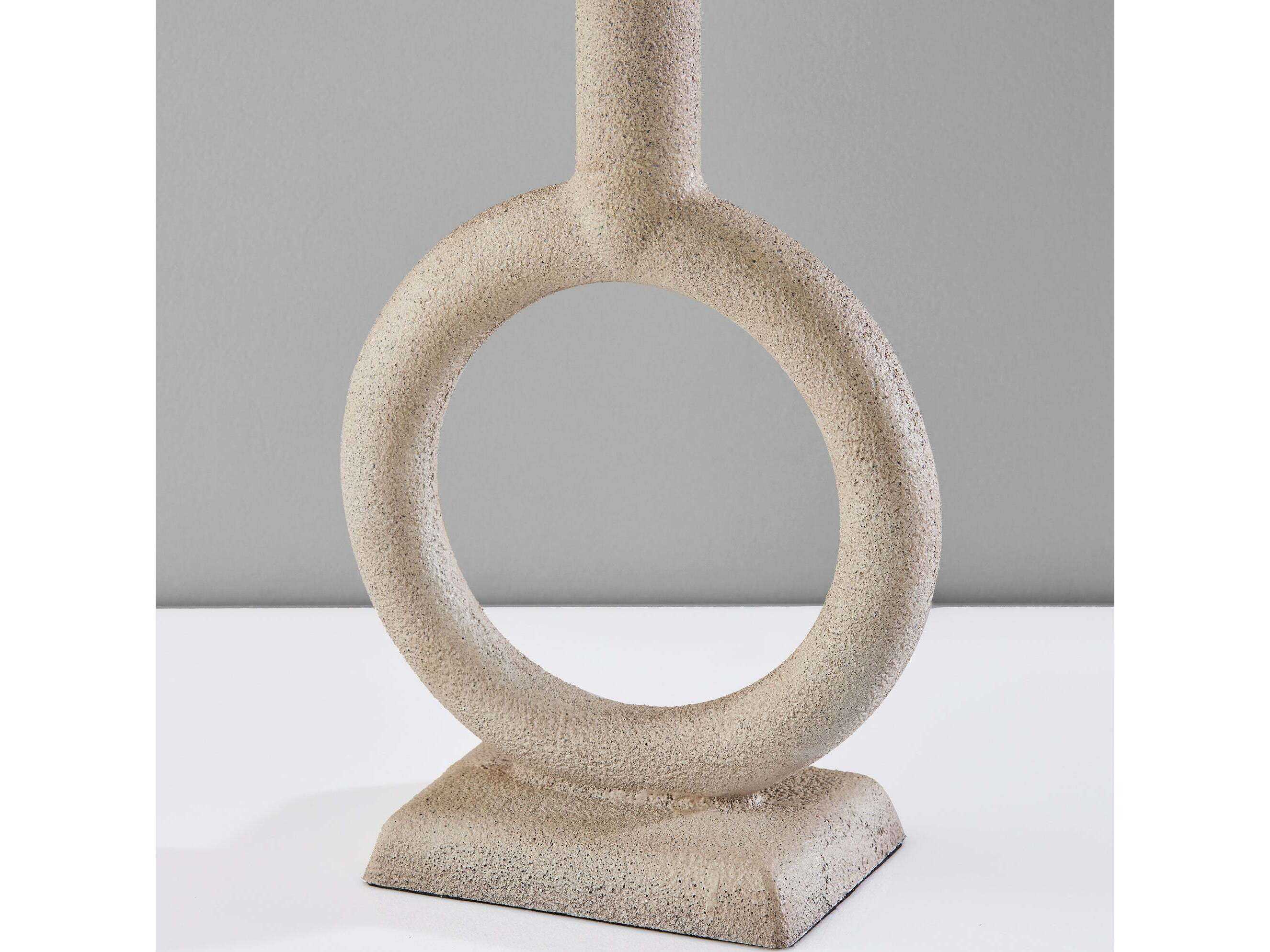 Adesso Elizabeth Painted Stone Texture White Box Pleated Off Buffet Lamp