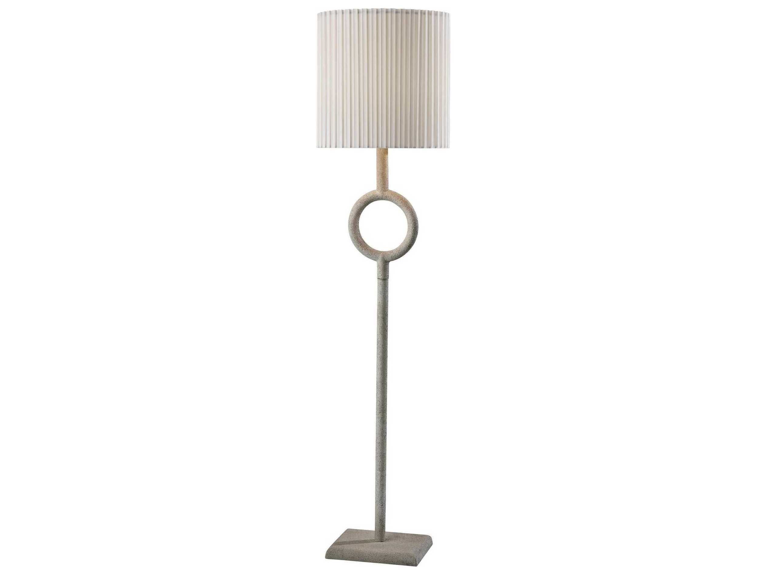 Adesso Elizabeth Painted Stone Texture White Box Pleated Off Floor Lamp