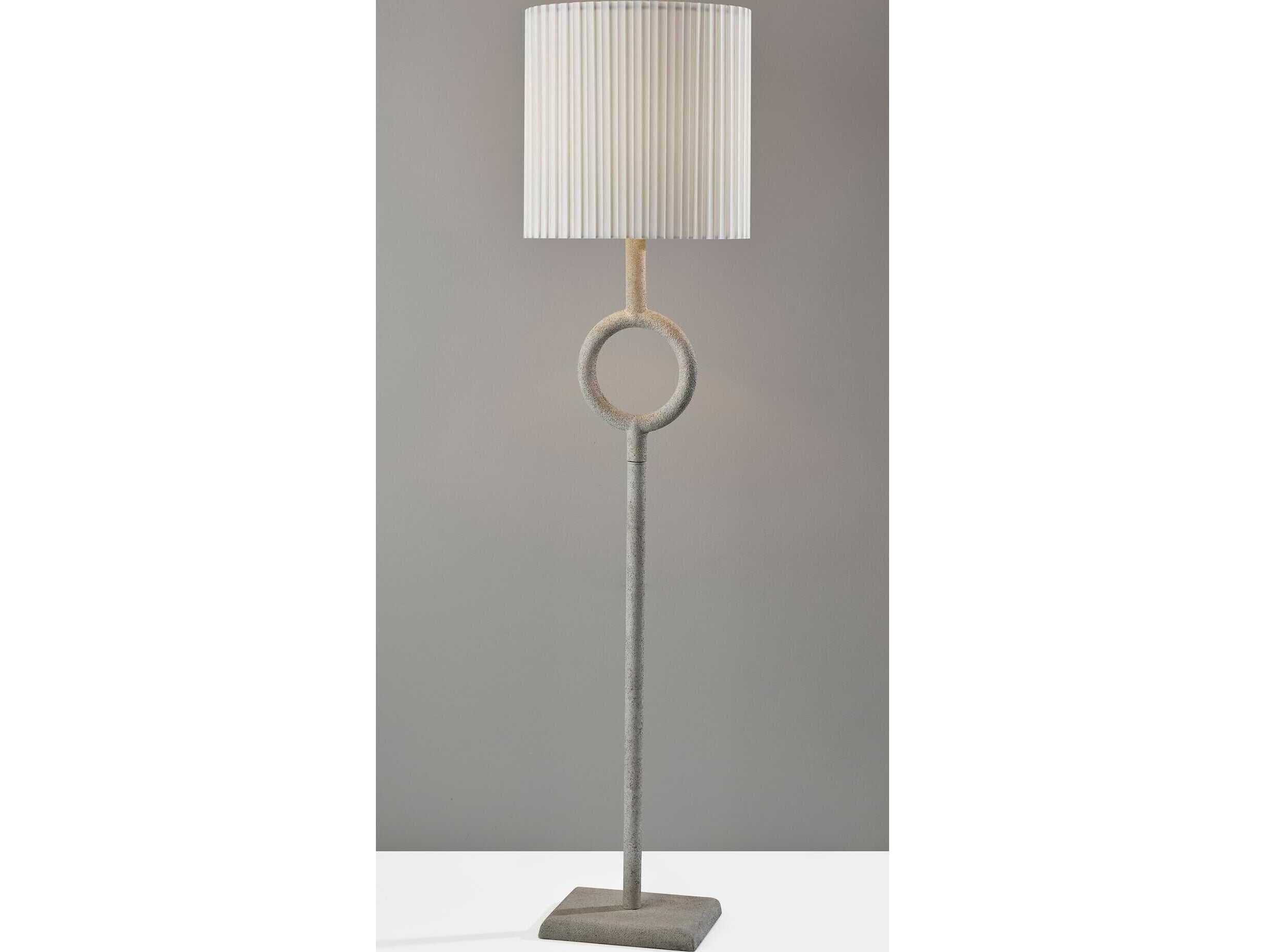 Adesso Elizabeth Painted Stone Texture White Box Pleated Off Floor Lamp