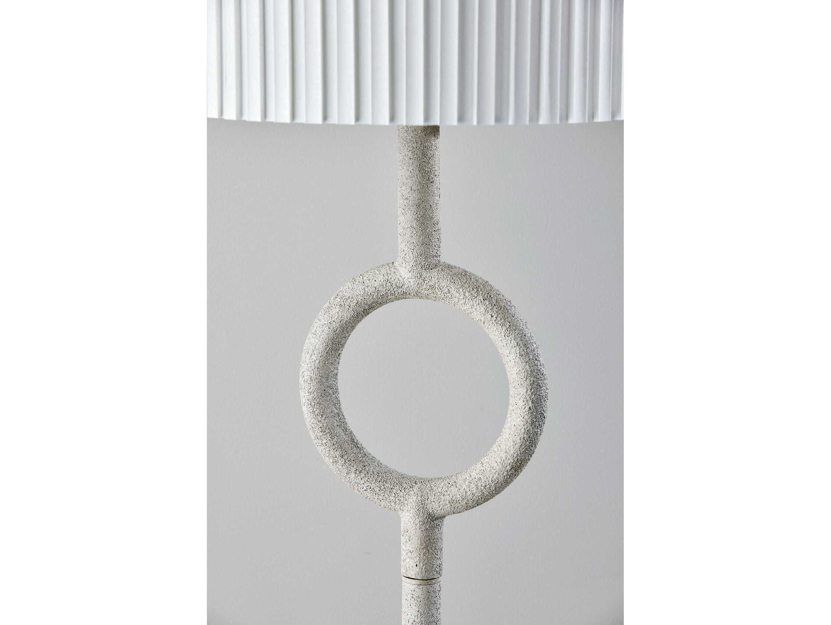 Adesso Elizabeth Painted Stone Texture White Box Pleated Off Floor Lamp