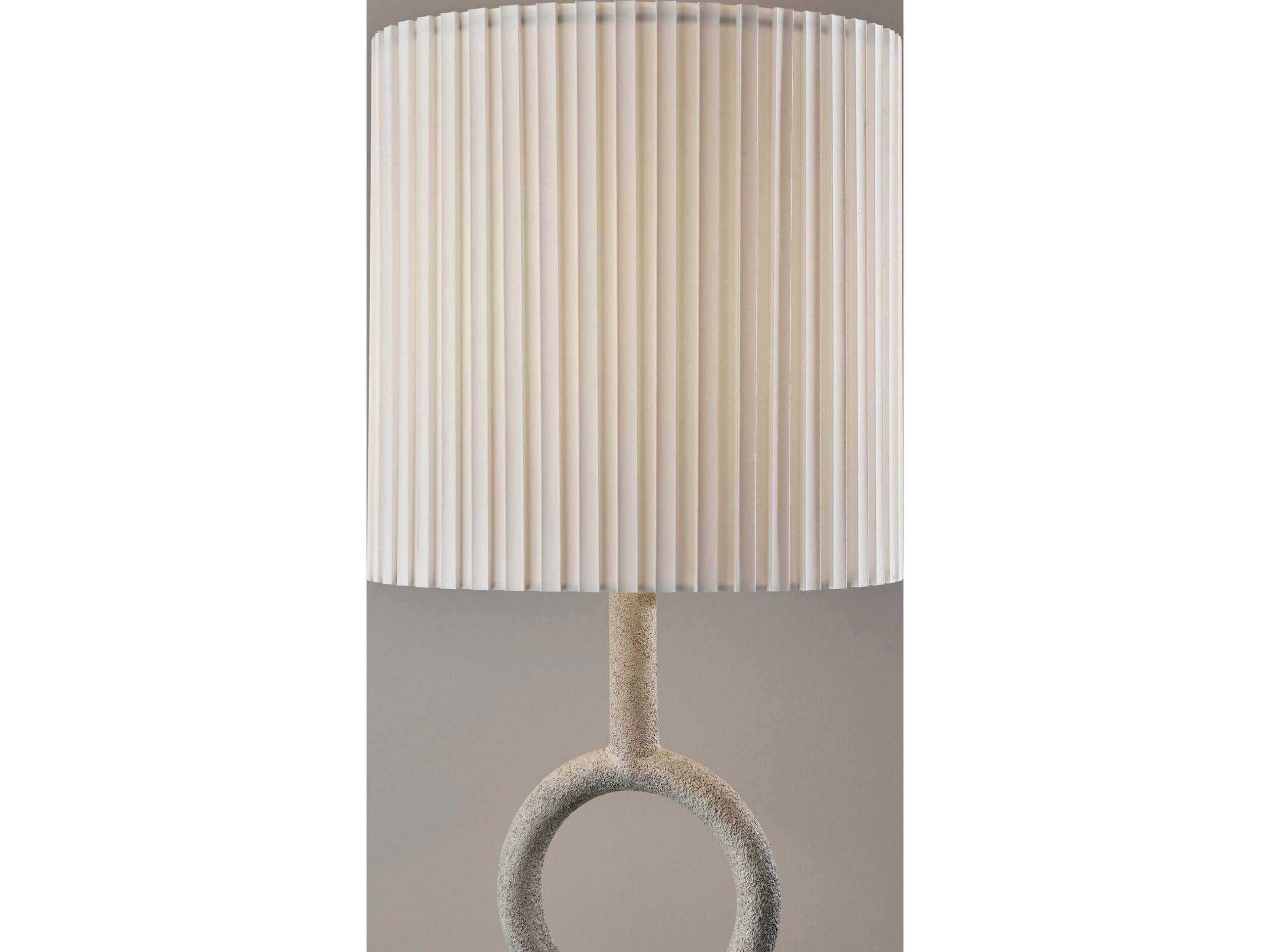 Adesso Elizabeth Painted Stone Texture White Box Pleated Off Floor Lamp
