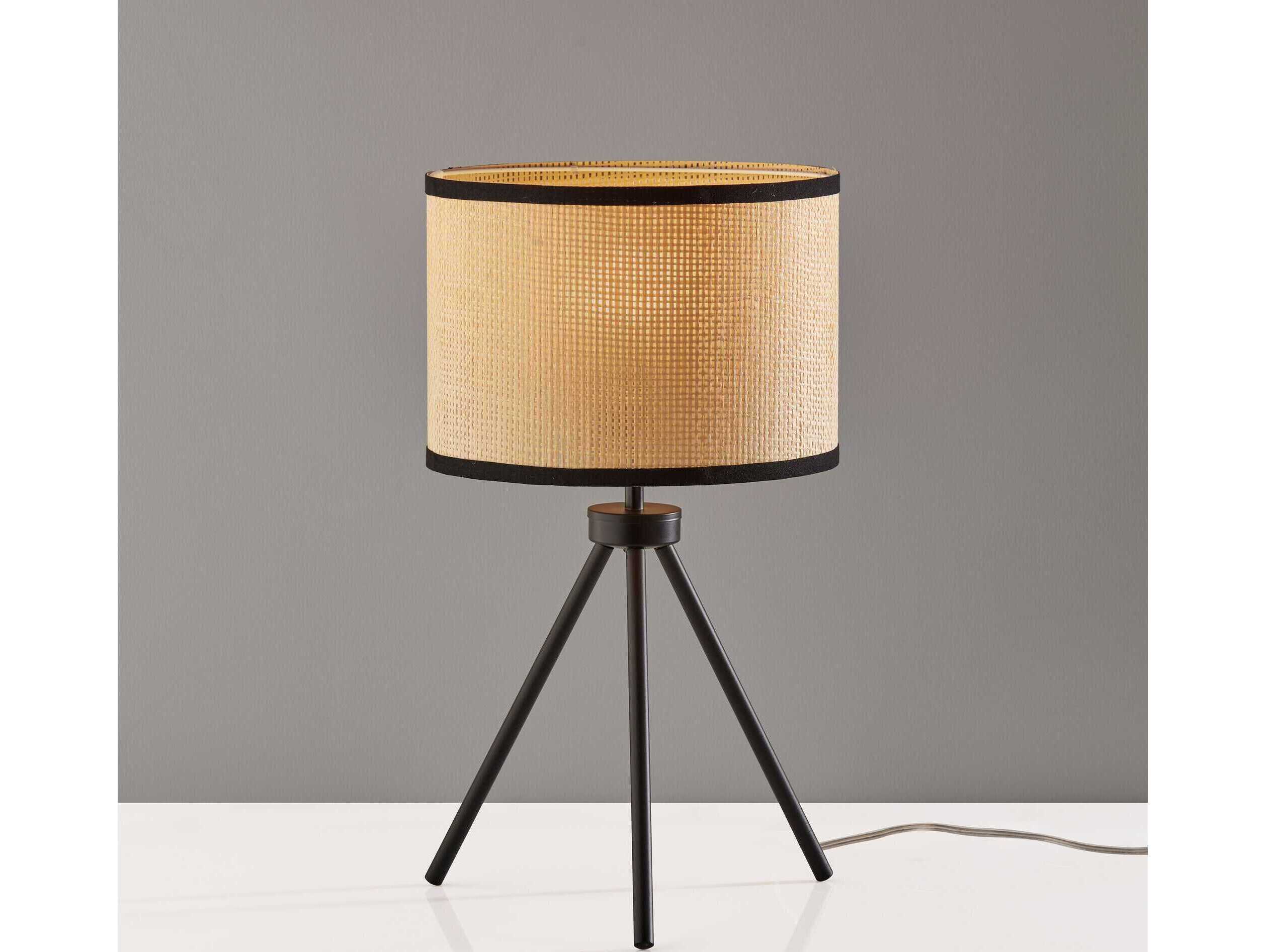 Adesso Raven Black Natural Woven Paper With Trim Table Lamp