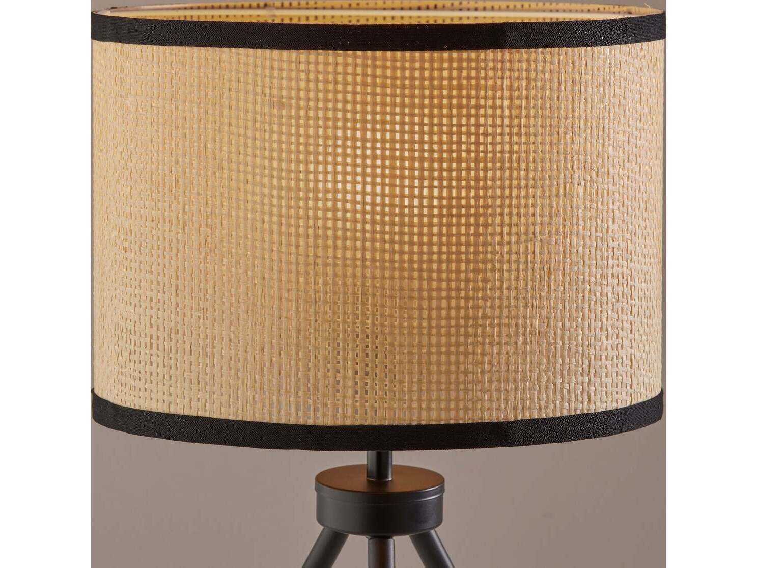 Adesso Raven Black Natural Woven Paper With Trim Table Lamp