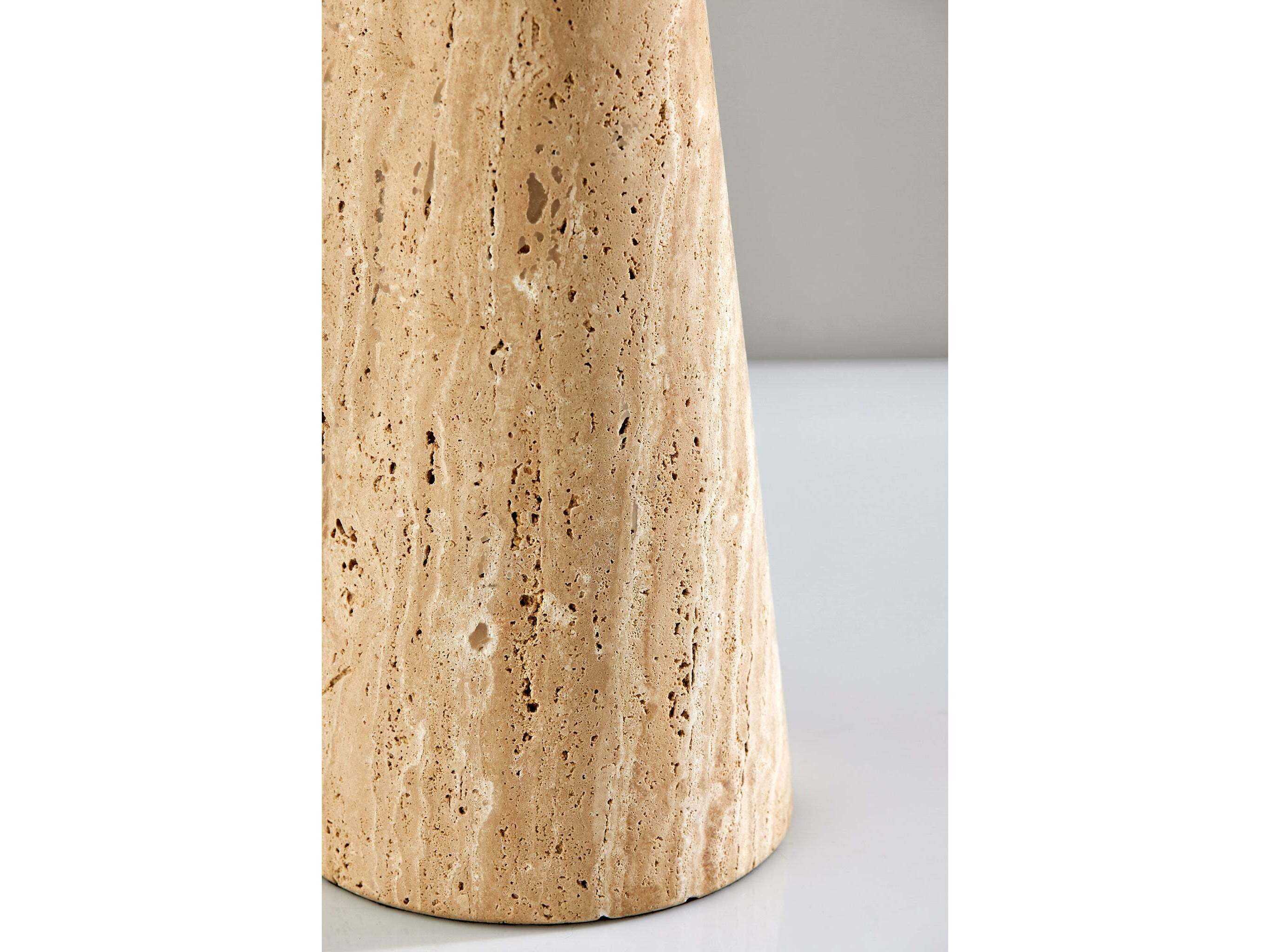 Adesso Travis Travertine Stone White Textured Fabric Brown Buffet Lamp