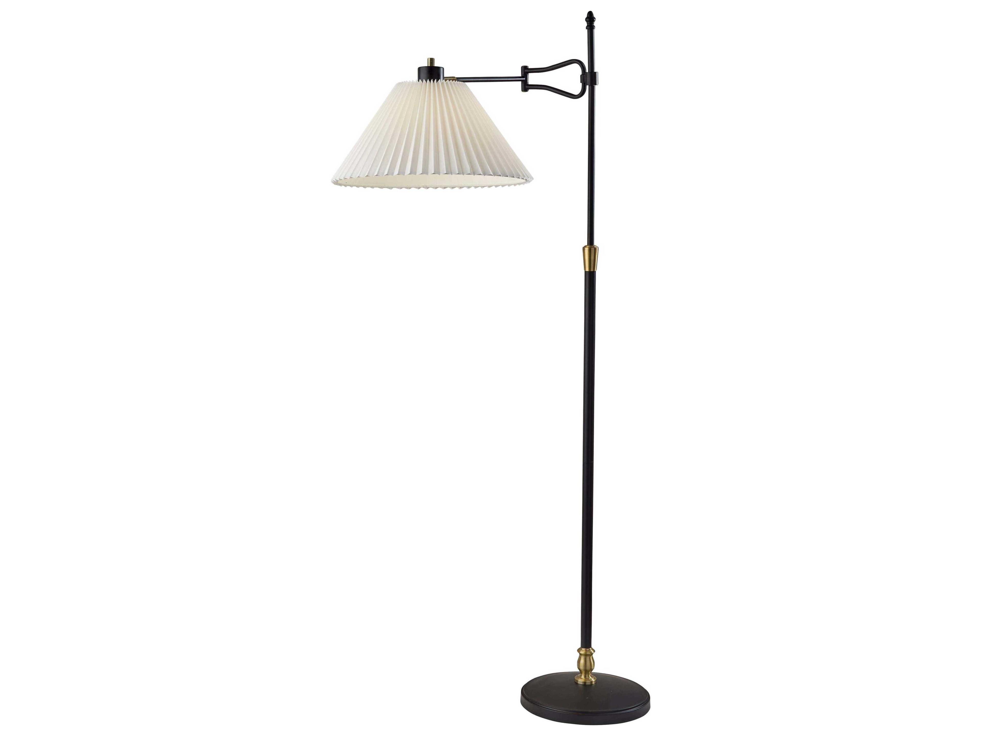 Adesso Elijah Black Antique Brass Floor Lamp