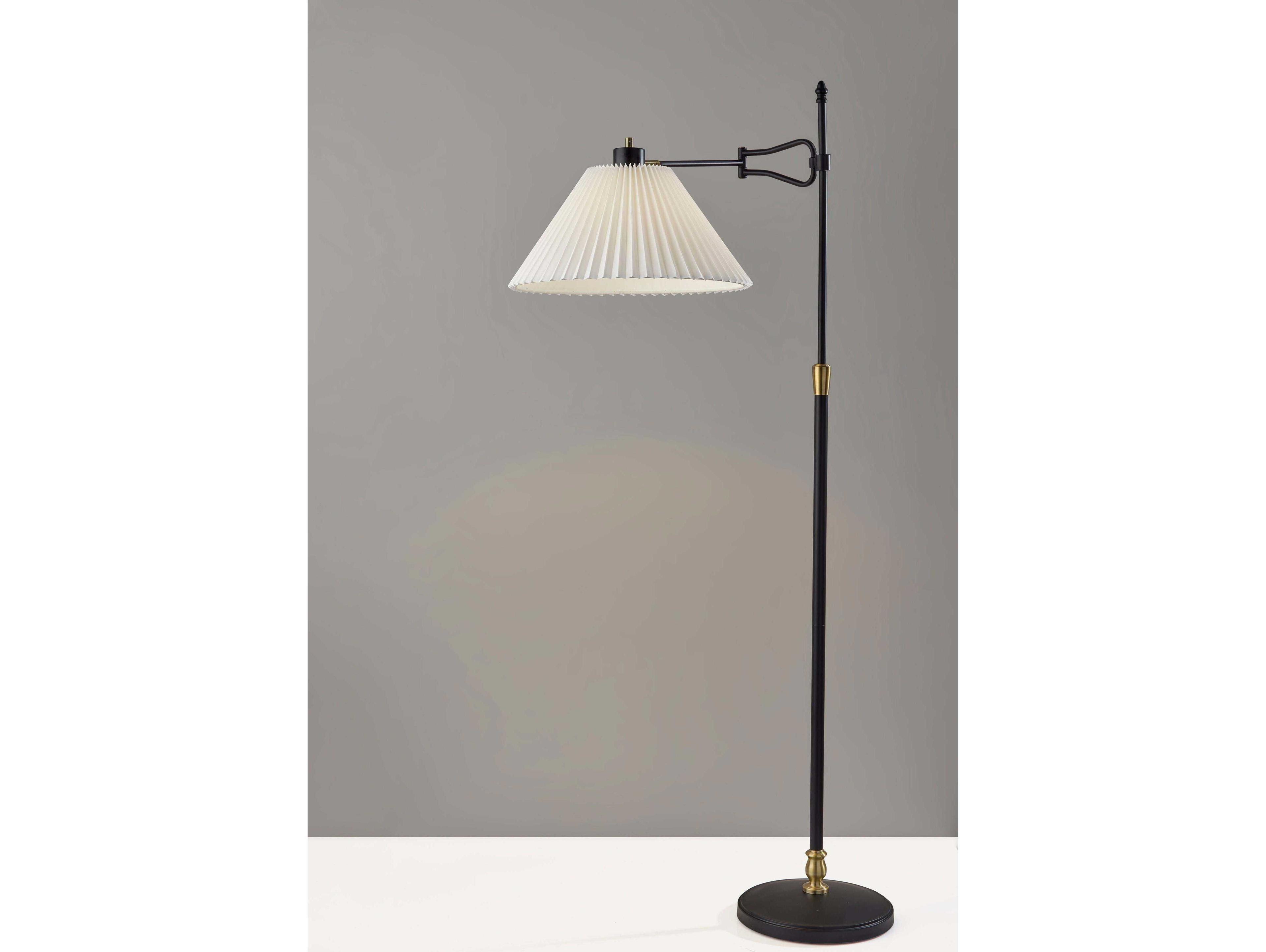 Adesso Elijah Black Antique Brass Floor Lamp