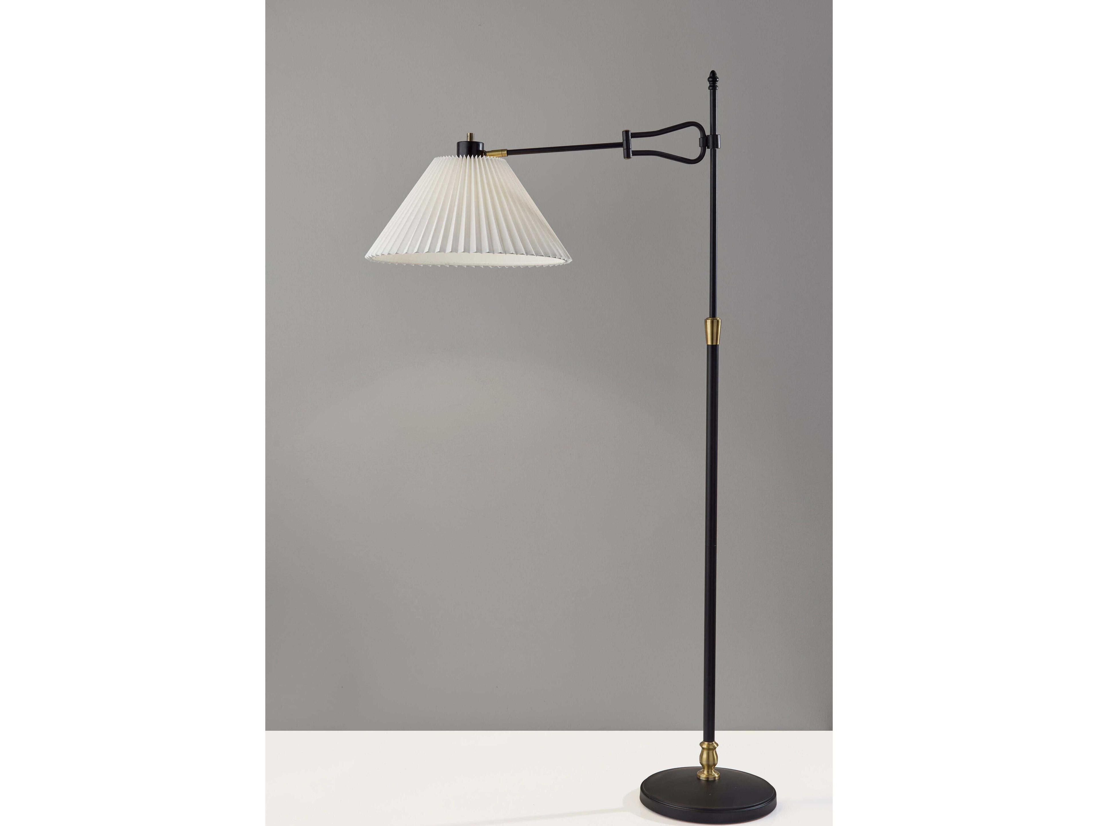 Adesso Elijah Black Antique Brass Floor Lamp