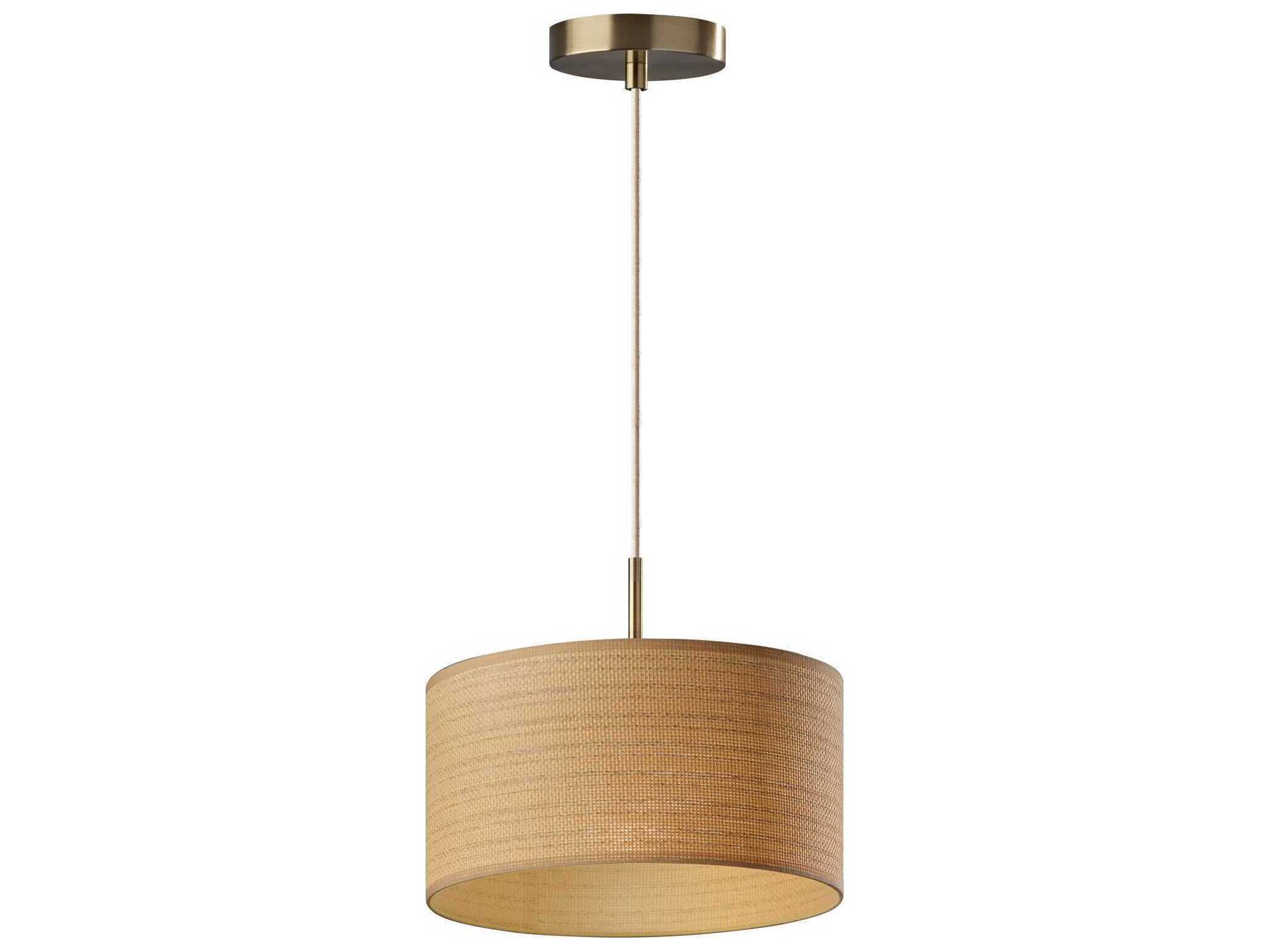 Adesso Harvest Antique Brass Brown Drum Pendant
