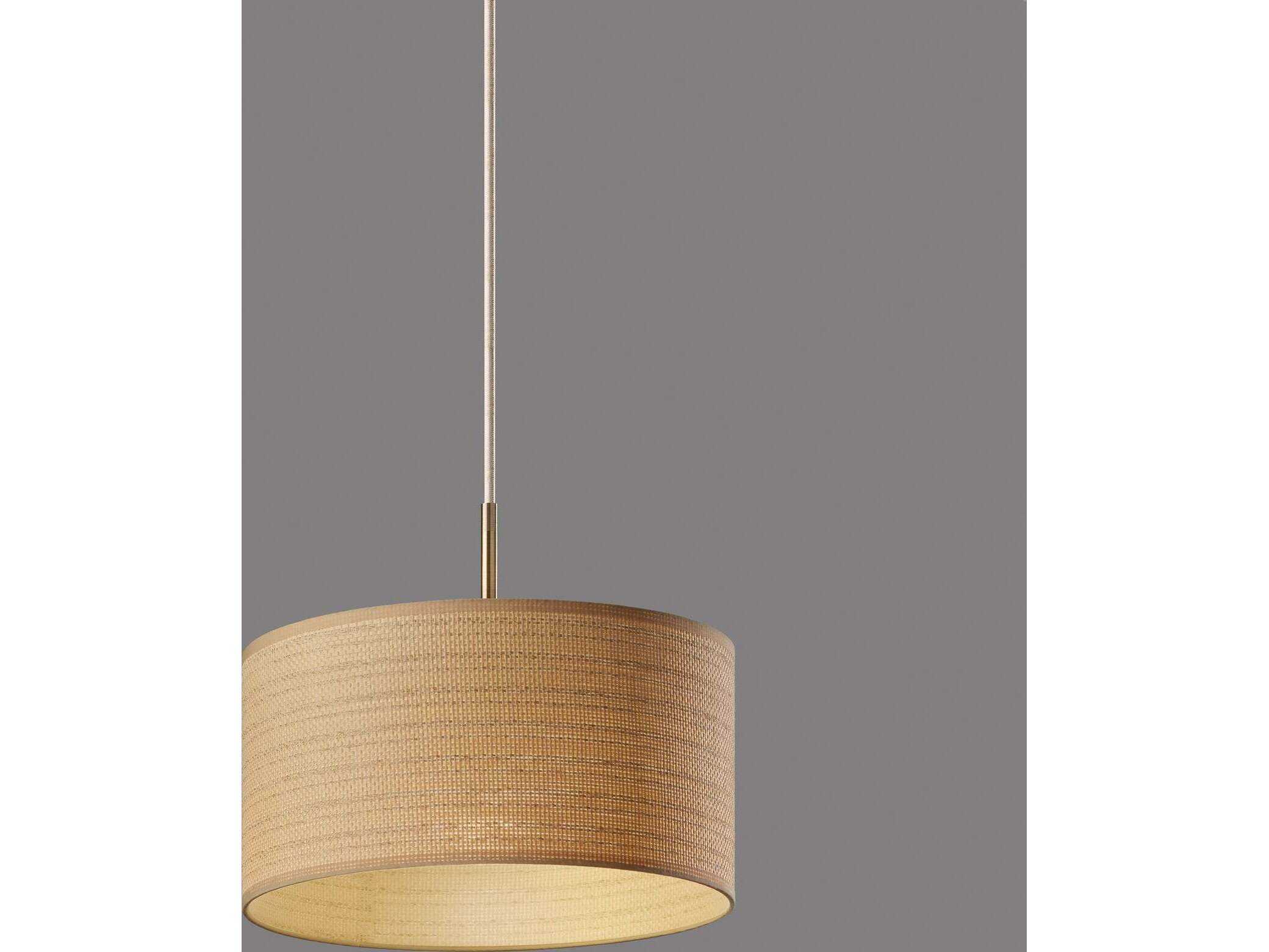 Adesso Harvest Antique Brass Brown Drum Pendant