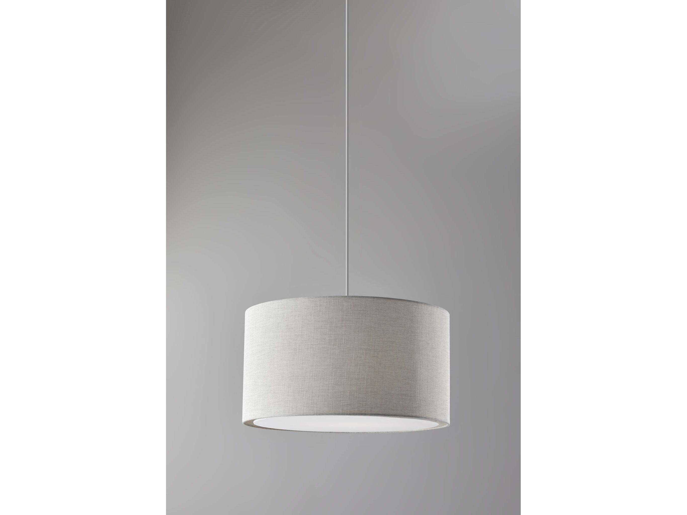 Adesso Harvest Light Grey Textured White Drum Pendant