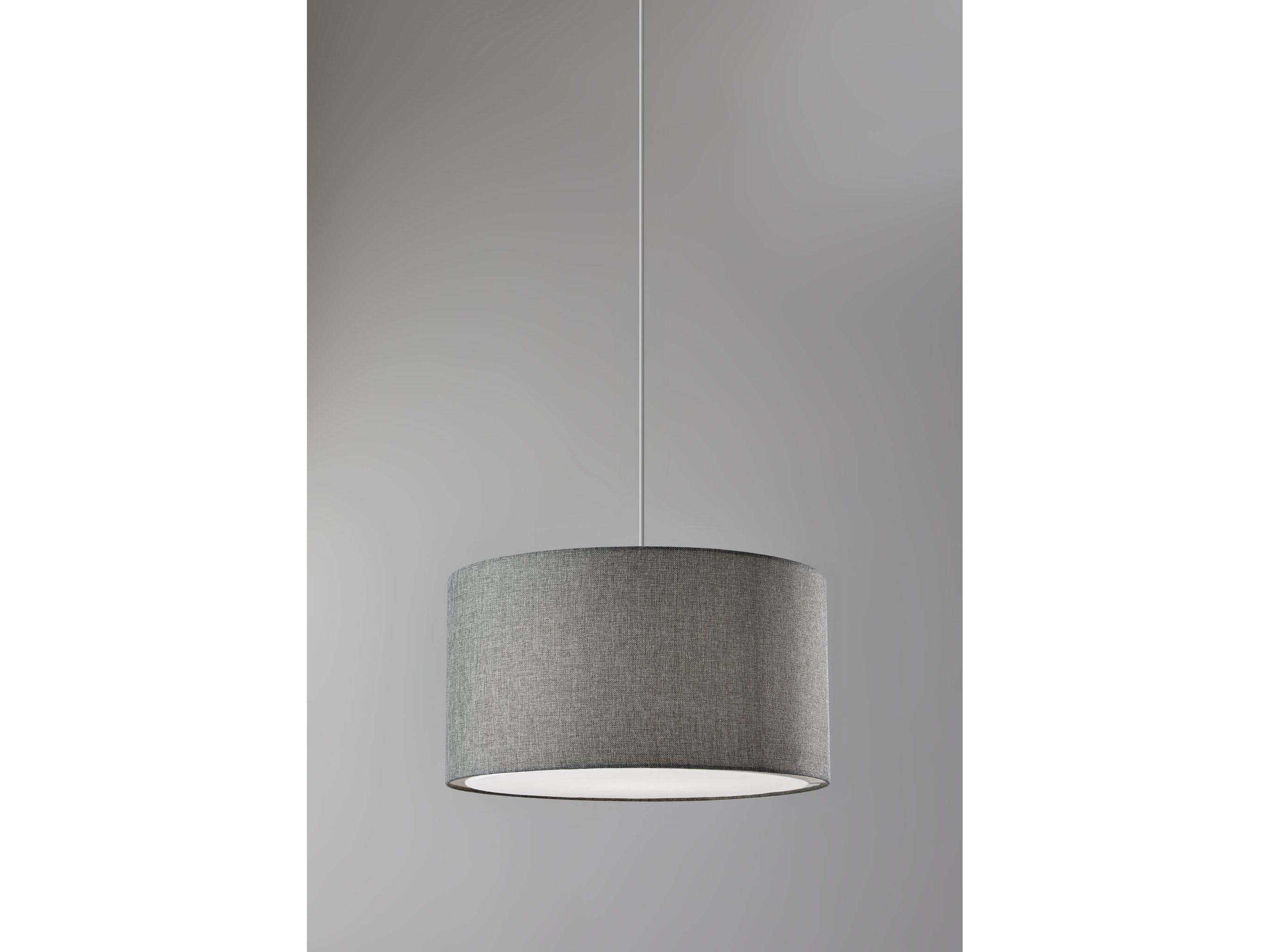 Adesso Harvest Grey Textured Drum Pendant