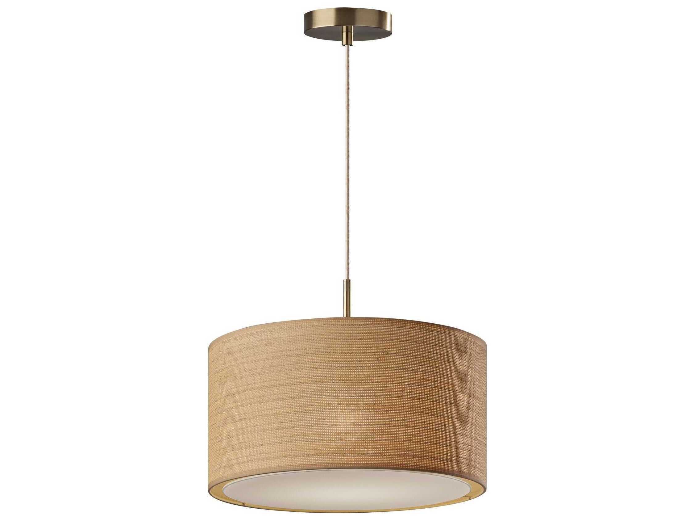 Adesso Harvest Antique Brass Brown Drum Pendant