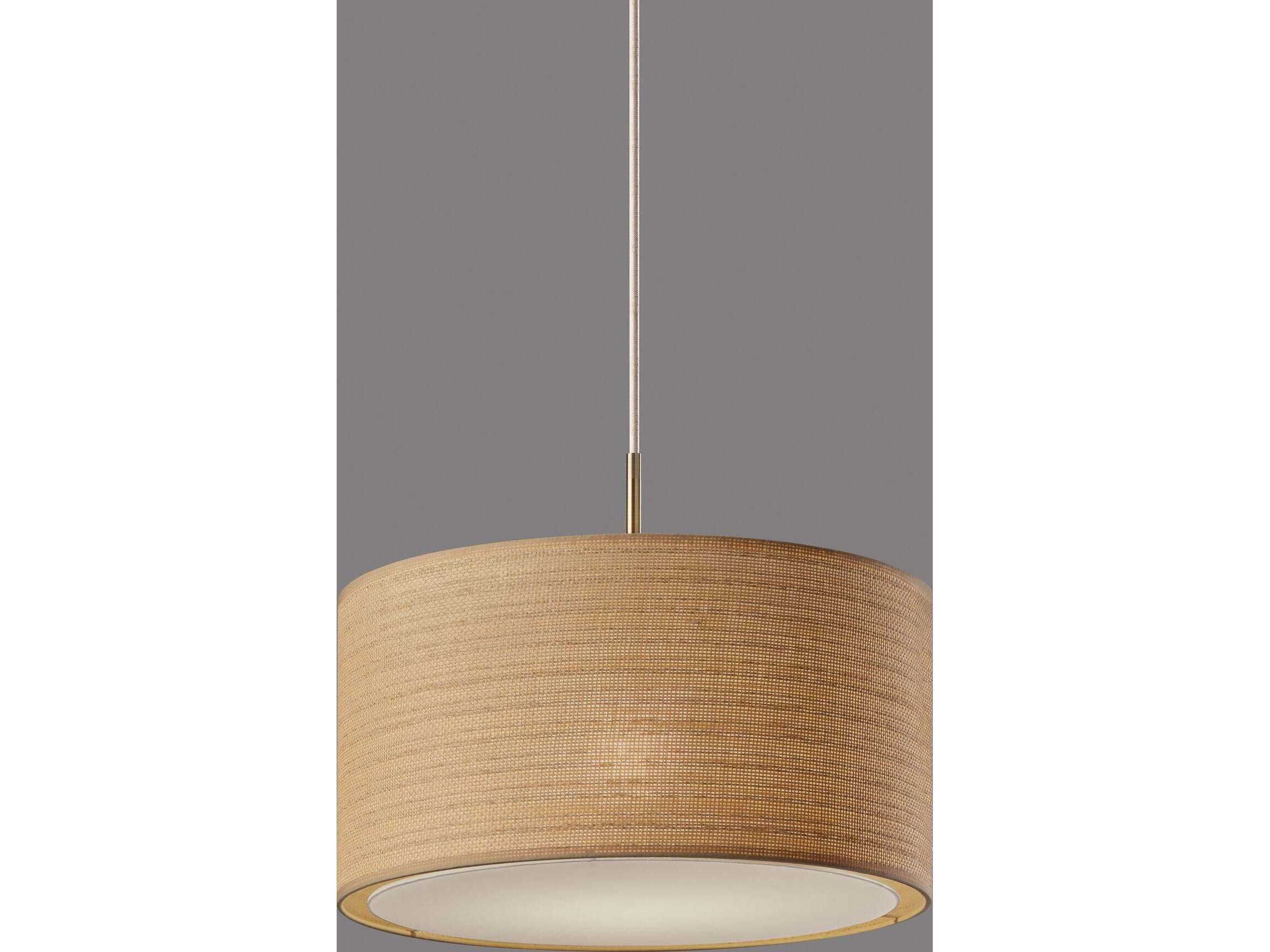 Adesso Harvest Antique Brass Brown Drum Pendant